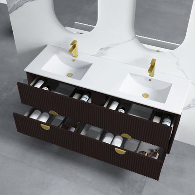 INFINITY KINGO MATTE BLACK 1500MM DOUBLE BOWL WALL HUNG VANITY