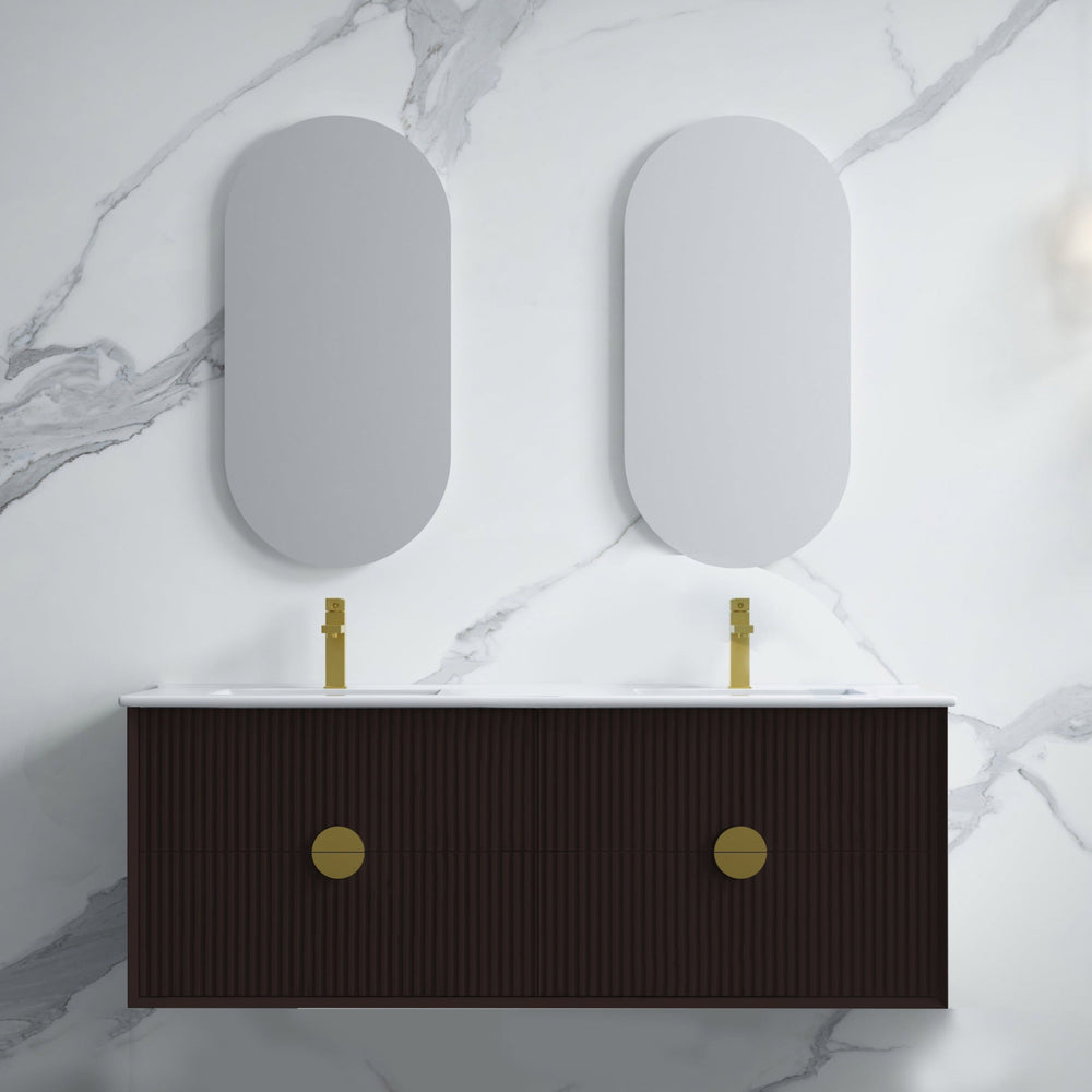 INFINITY KINGO MATTE BLACK 1500MM DOUBLE BOWL WALL HUNG VANITY