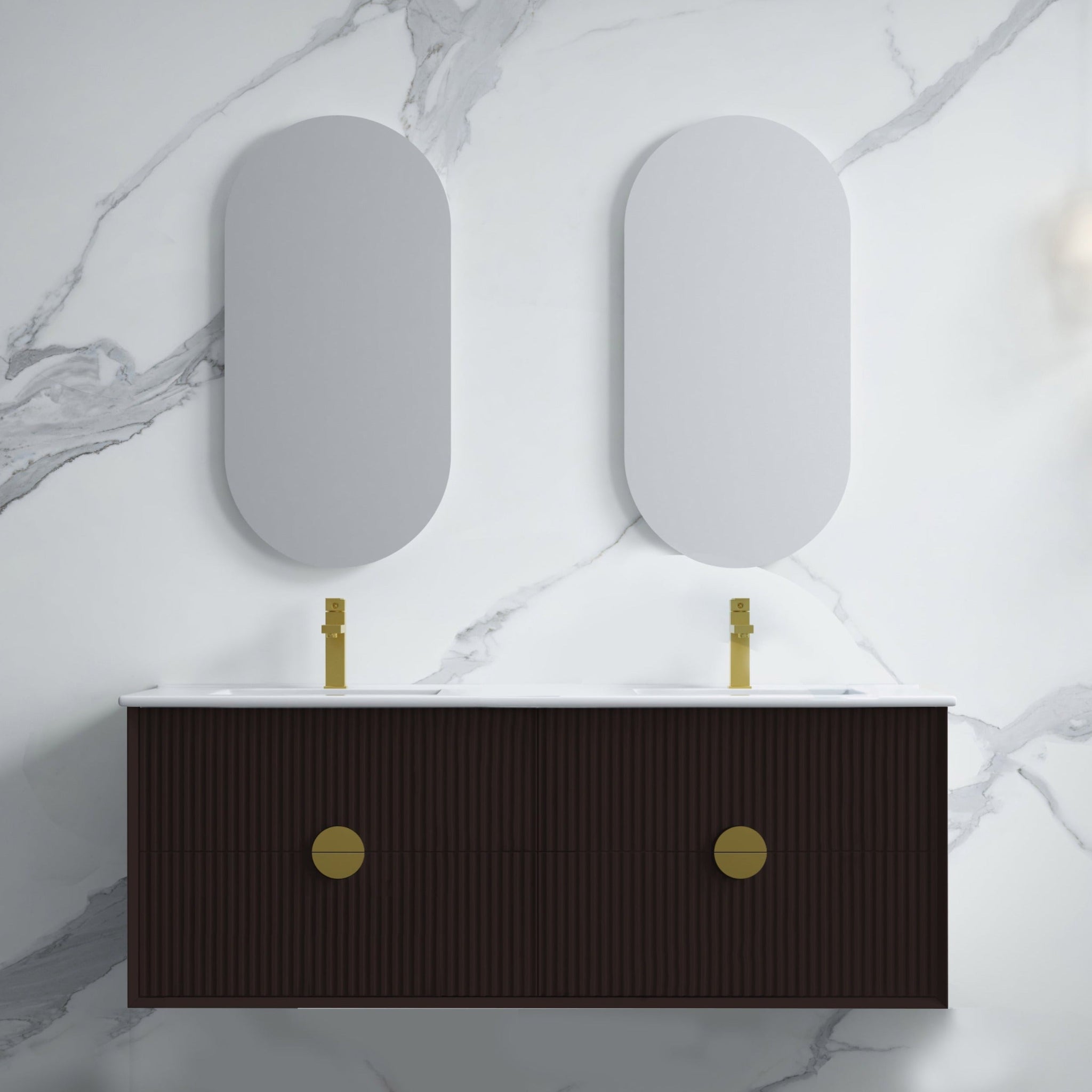 INFINITY KINGO MATTE BLACK 1500MM DOUBLE BOWL WALL HUNG VANITY