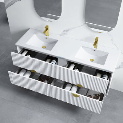 INFINITY KINGO MATTE WHITE 1500MM DOUBLE BOWL WALL HUNG VANITY