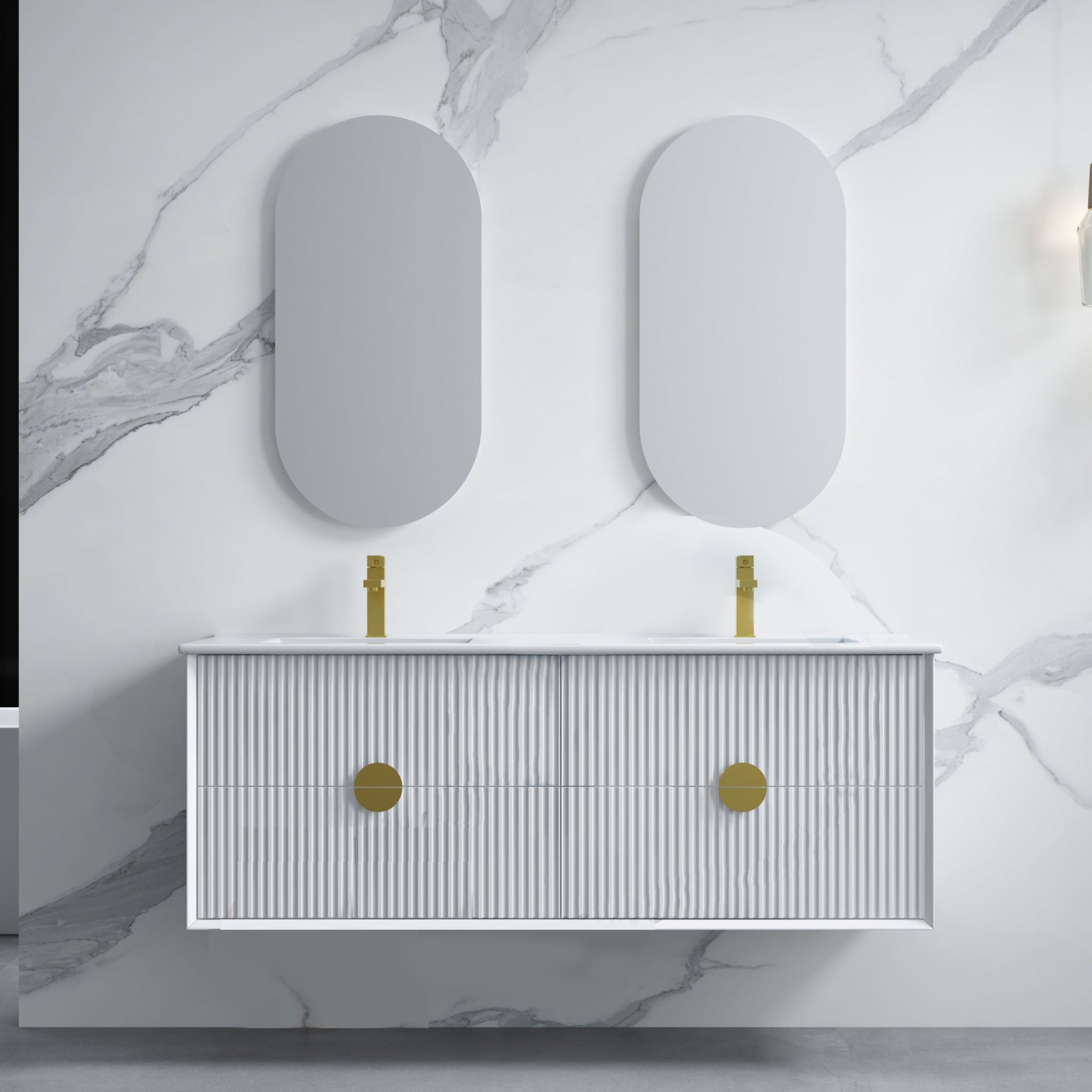 INFINITY KINGO MATTE WHITE 1500MM DOUBLE BOWL WALL HUNG VANITY