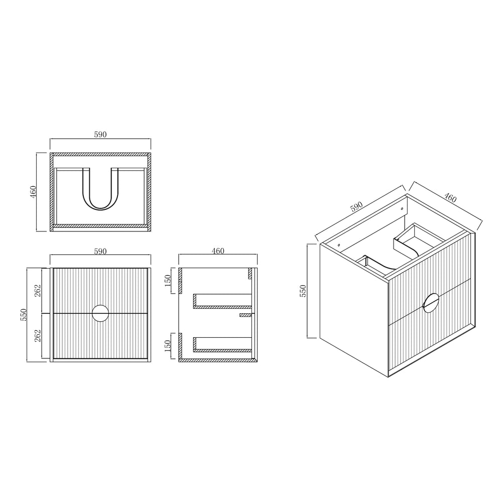 INFINITY KINGO MATTE WHITE 600MM SINGLE BOWL WALL HUNG VANITY