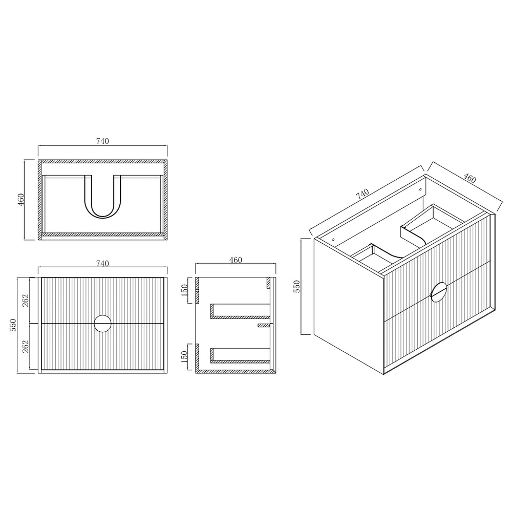 INFINITY KINGO MATTE BLACK 750MM SINGLE BOWL WALL HUNG VANITY