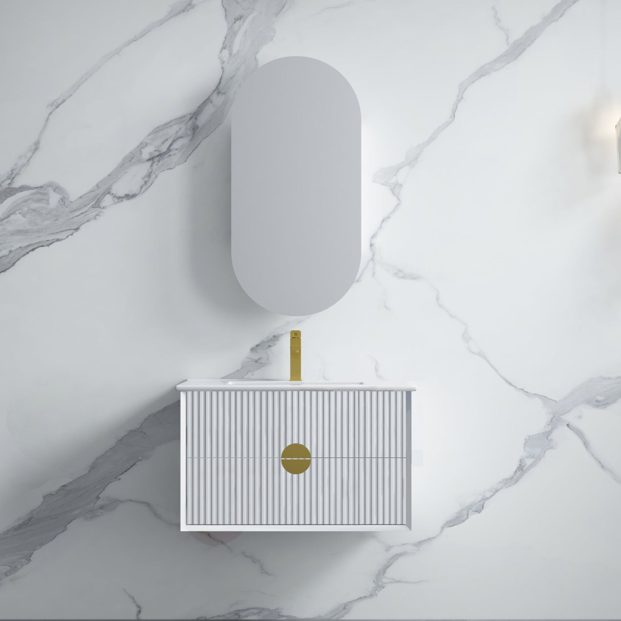 INFINITY KINGO MATTE WHITE 750MM SINGLE BOWL WALL HUNG VANITY