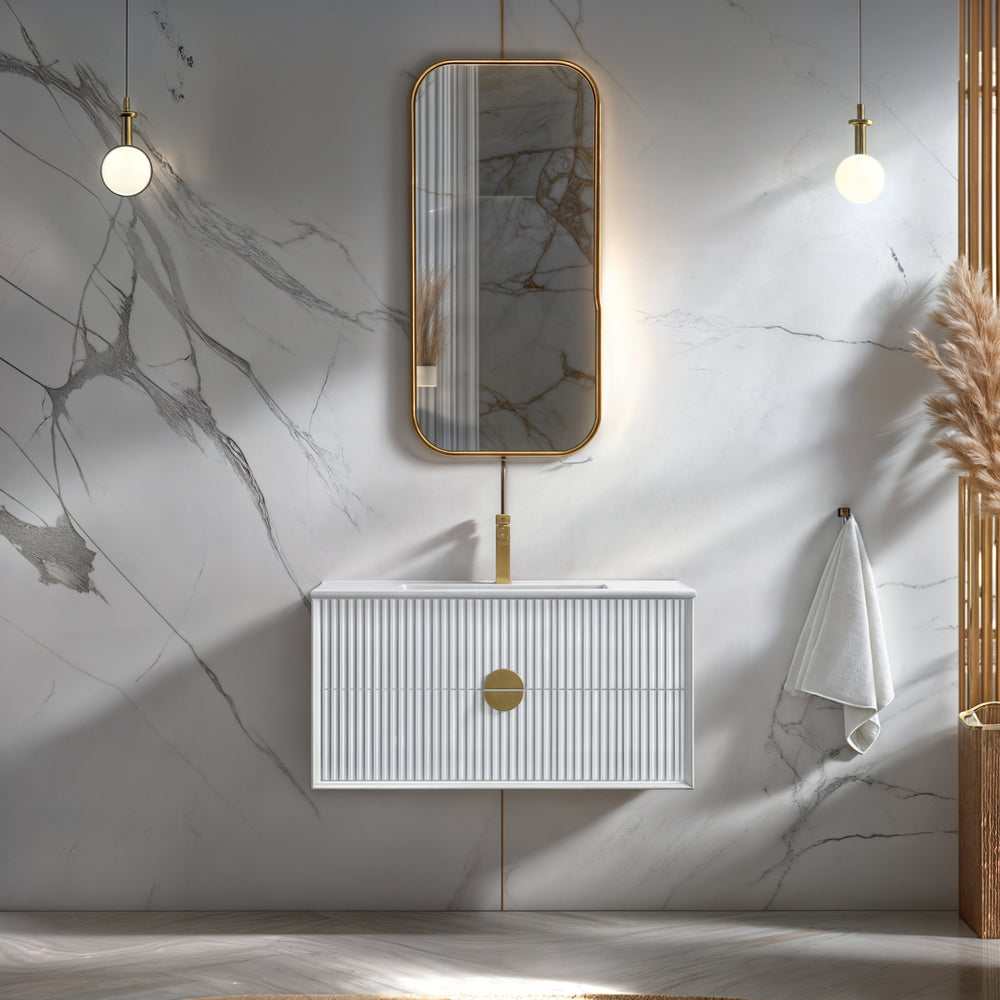 INFINITY KINGO MATTE WHITE 900MM SINGLE BOWL WALL HUNG VANITY