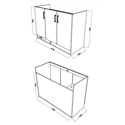 LUKKA PVC KITCHENETTE LAUNDRY CABINET AND STAINLESS STEEL SINK 1148MM WHITE