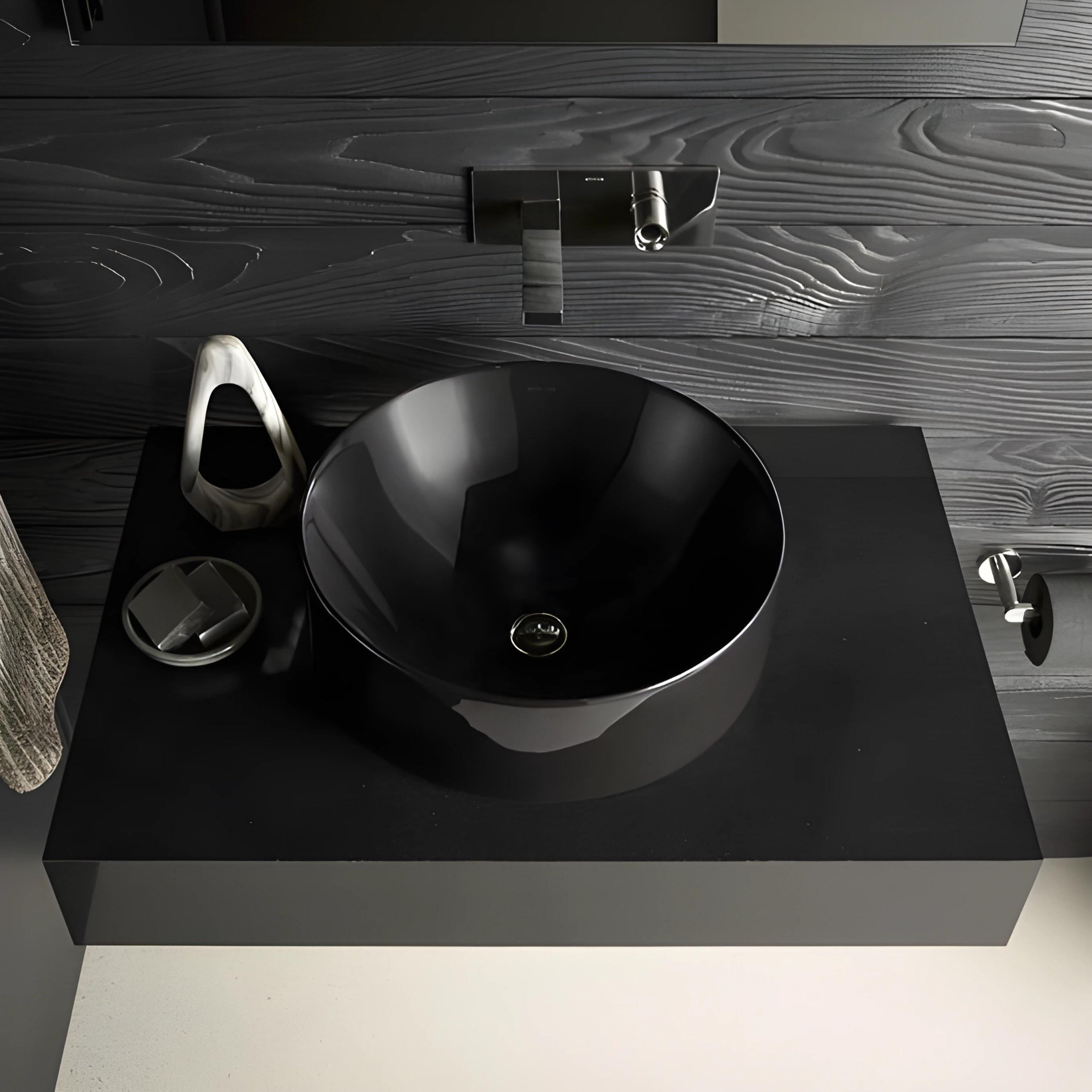 KOHLER CHALICE ABOVE COUNTER BASIN GLOSS BLACK 420MM