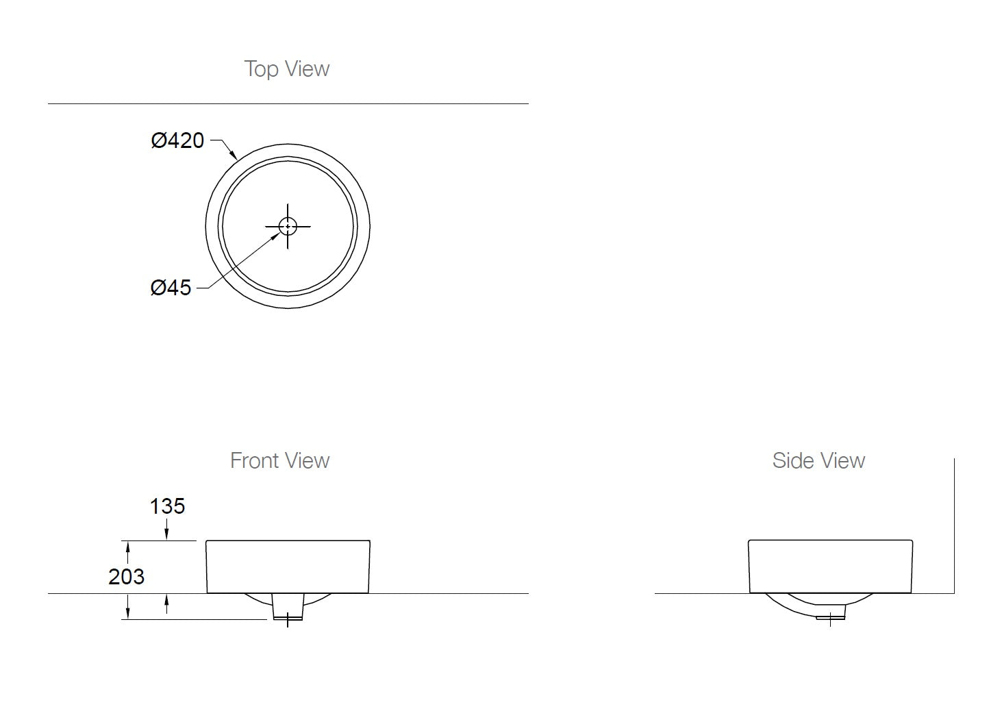 KOHLER CHALICE ABOVE COUNTER BASIN GLOSS BLACK 420MM
