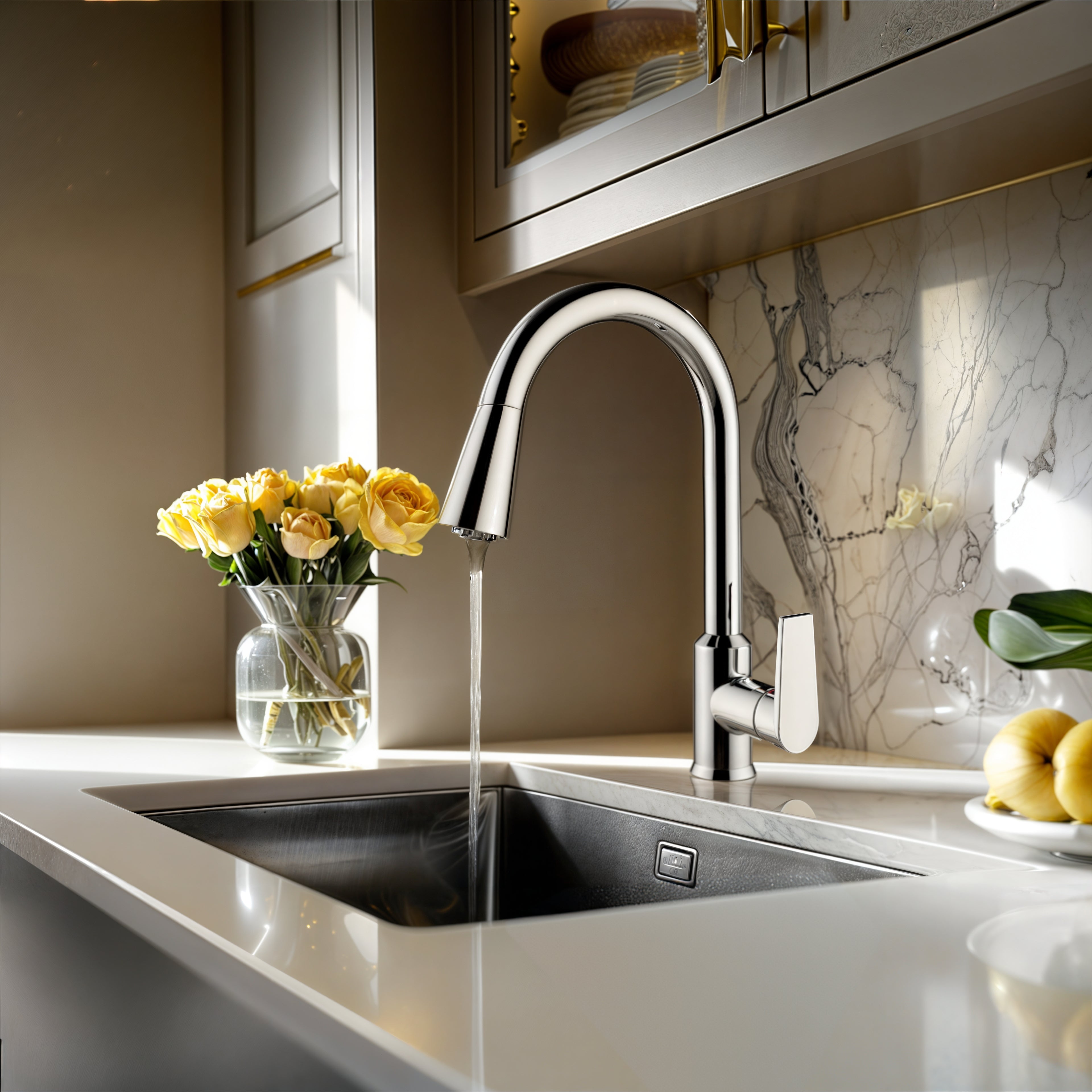 KOHLER TAUT PULL OUT SPRAY KITCHEN SINK MIXER 389MM POLISHED CHROME