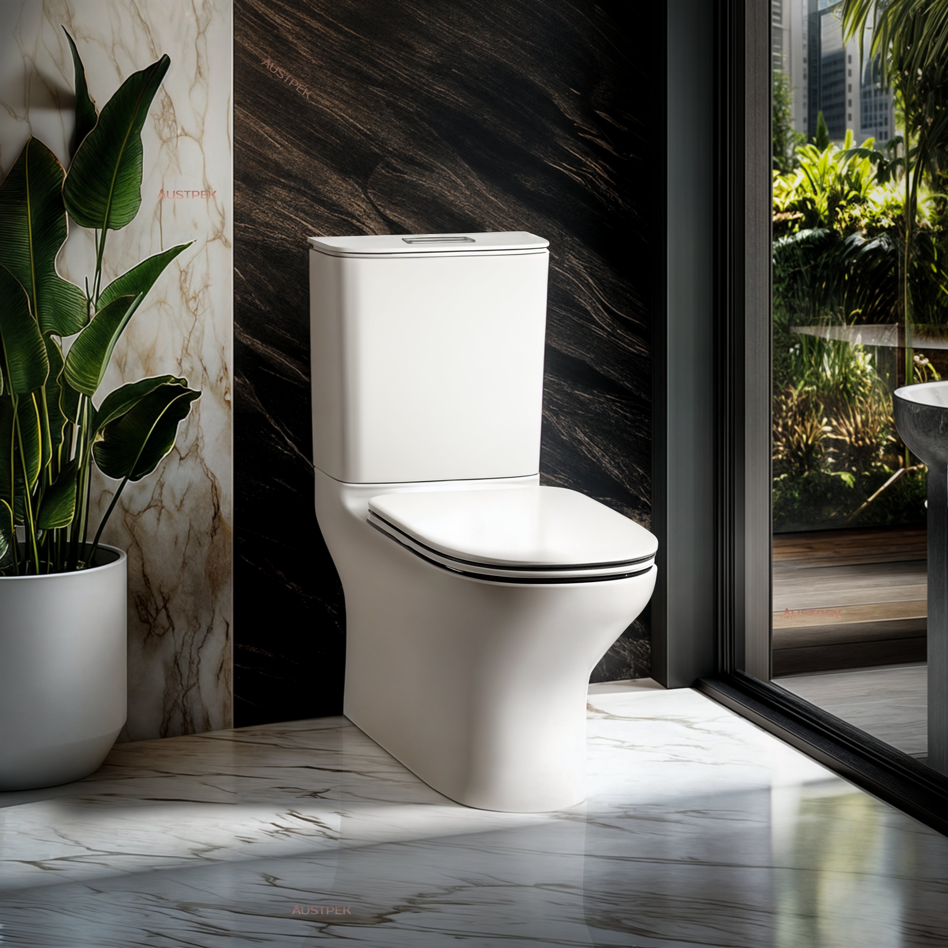 KOHLER MODERNLIFE BACK TO WALL TOILET SUITE WITH ELITE SEAT W/ NIGHTLIGHT GLOSS WHITE