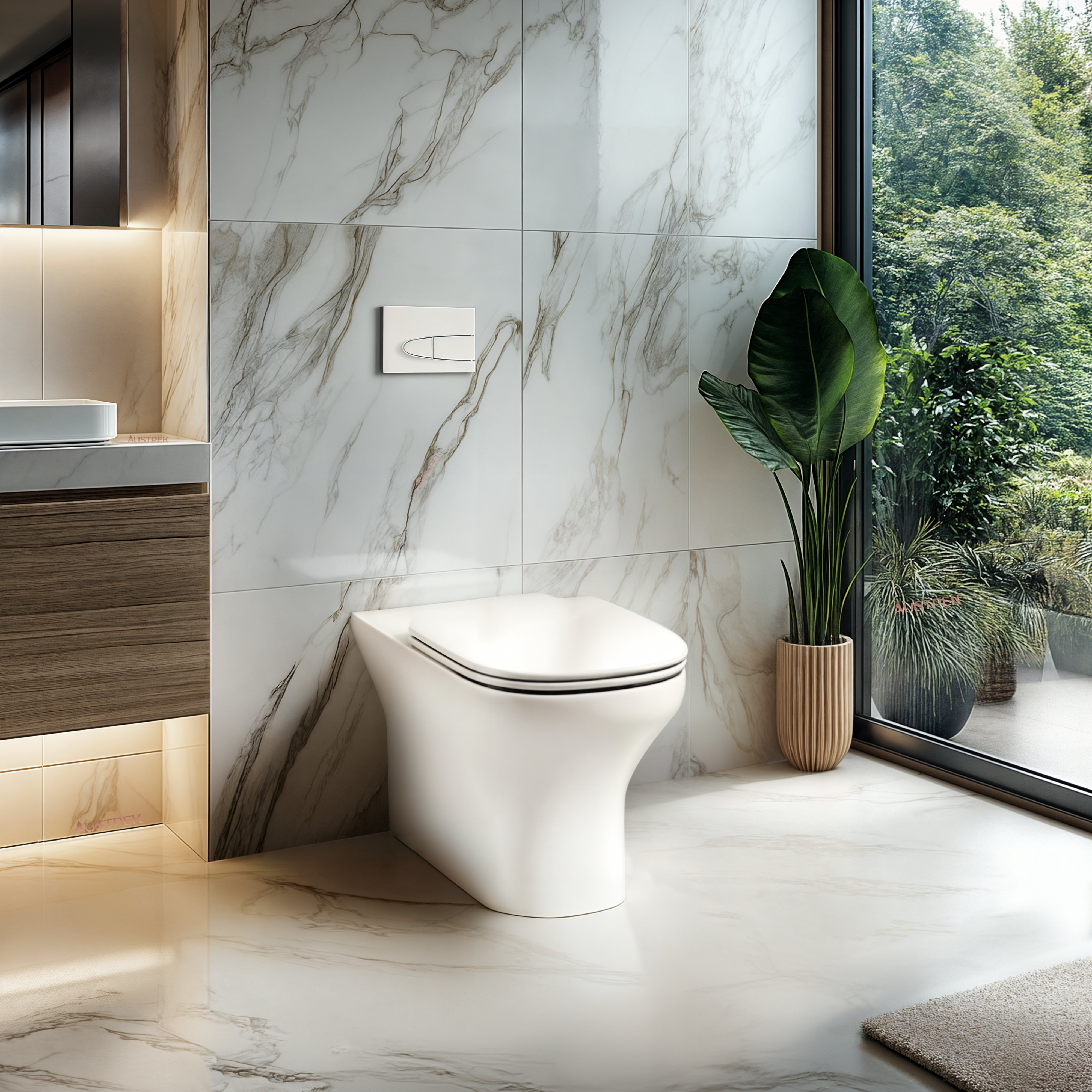KOHLER MODERNLIFE WALL FACED TOILET WITH ELITE SEAT AND NIGHTLIGHT GLOSS WHITE