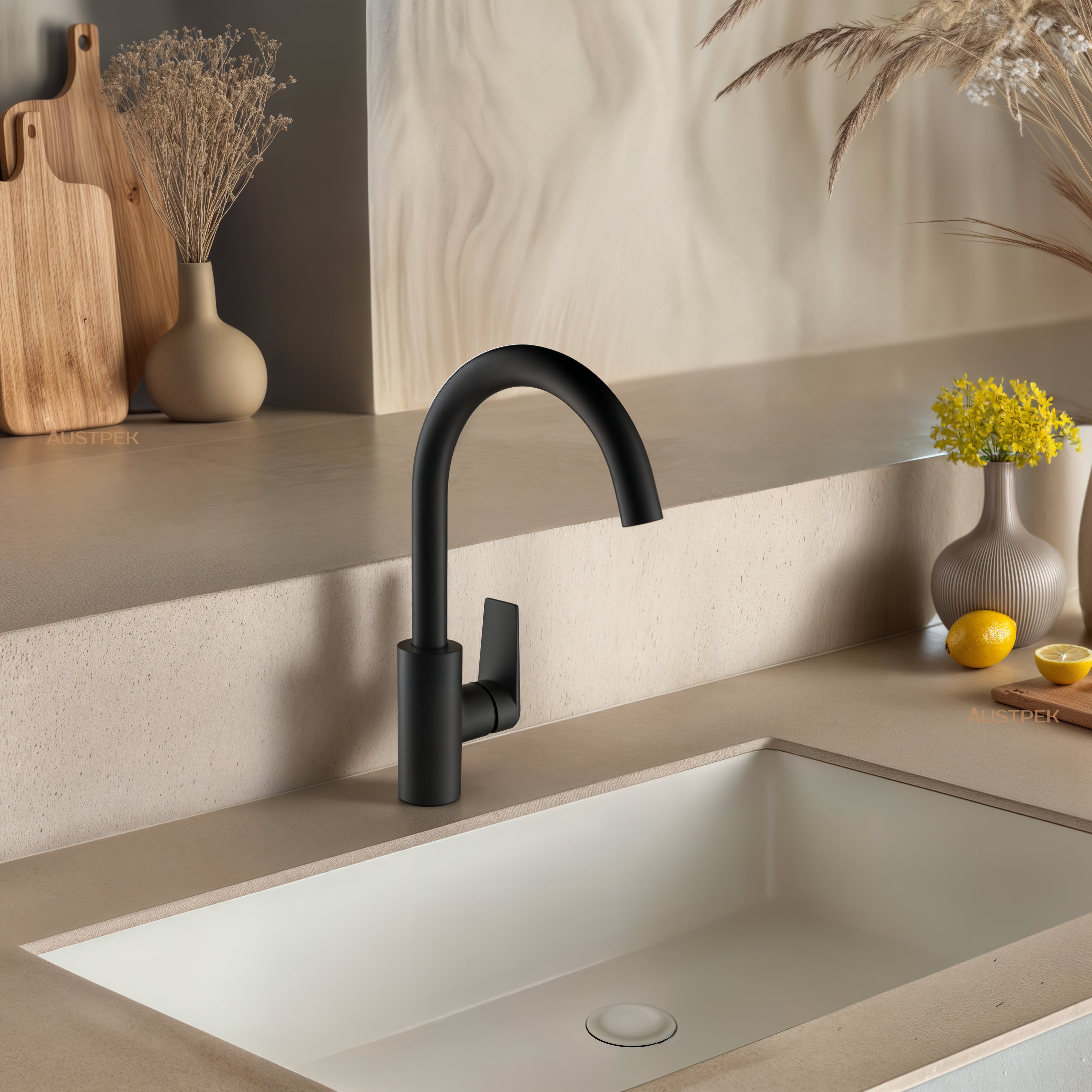 KOHLER TAUT KITCHEN MIXER 323MM MATTE BLACK