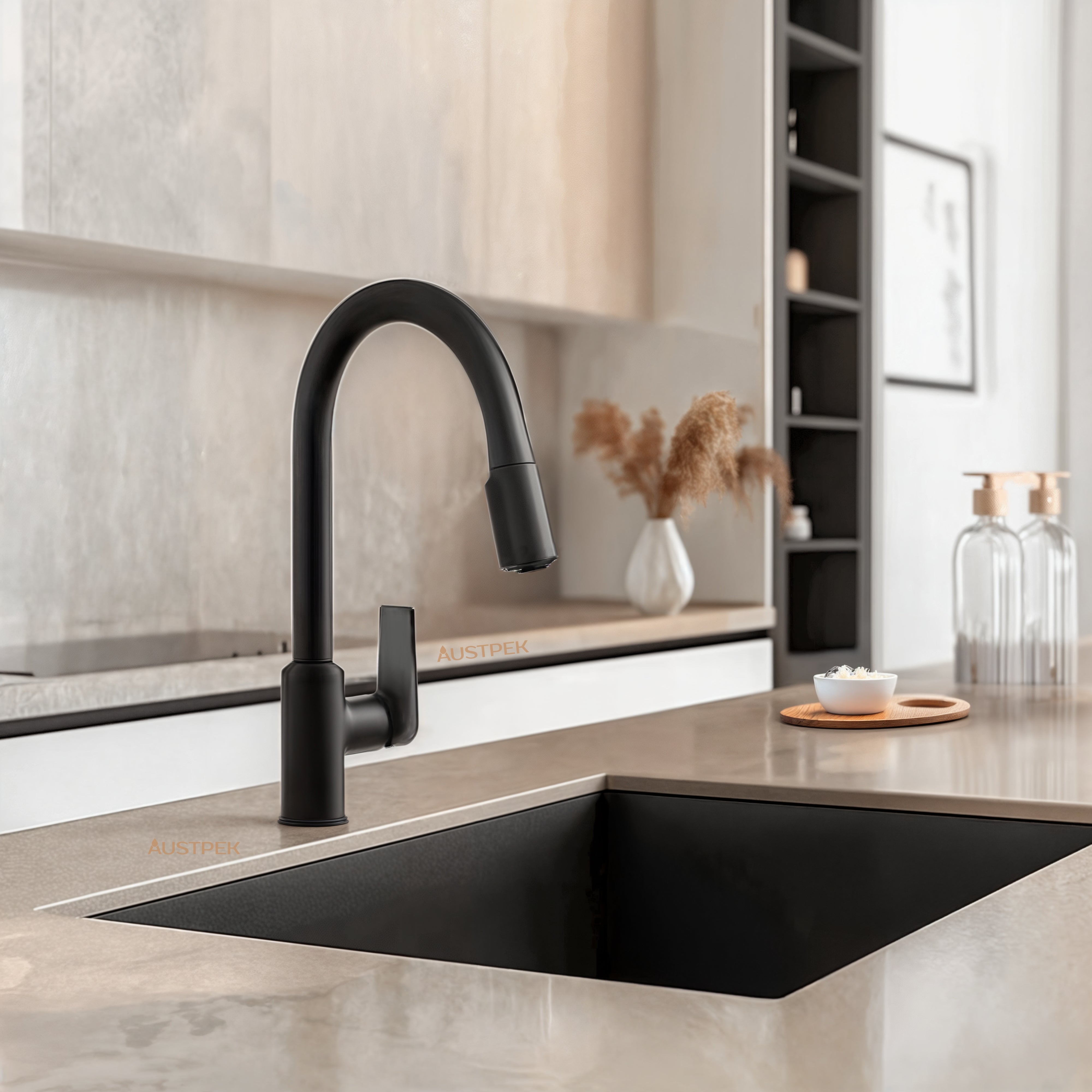 KOHLER TAUT PULL OUT SPRAY KITCHEN SINK MIXER 389MM MATTE BLACK