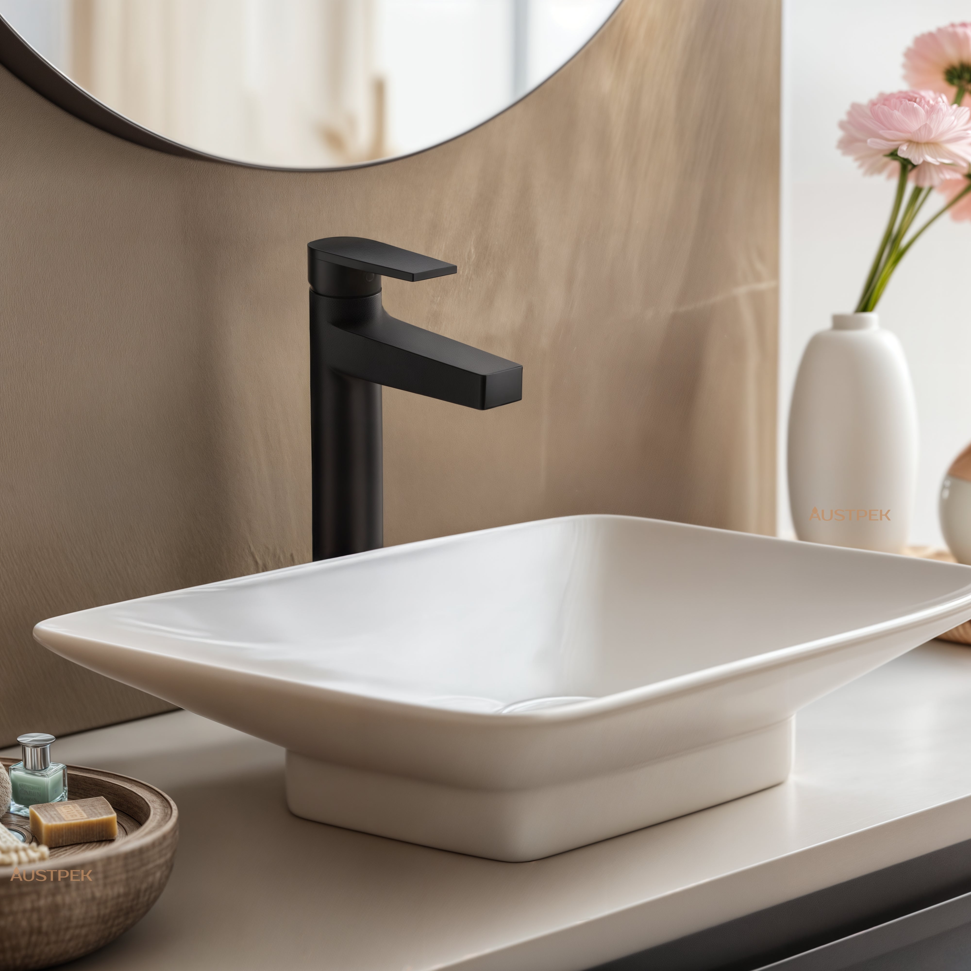 KOHLER TAUT TALL BASIN MIXER POLISHED 270MM MATTE BLACK