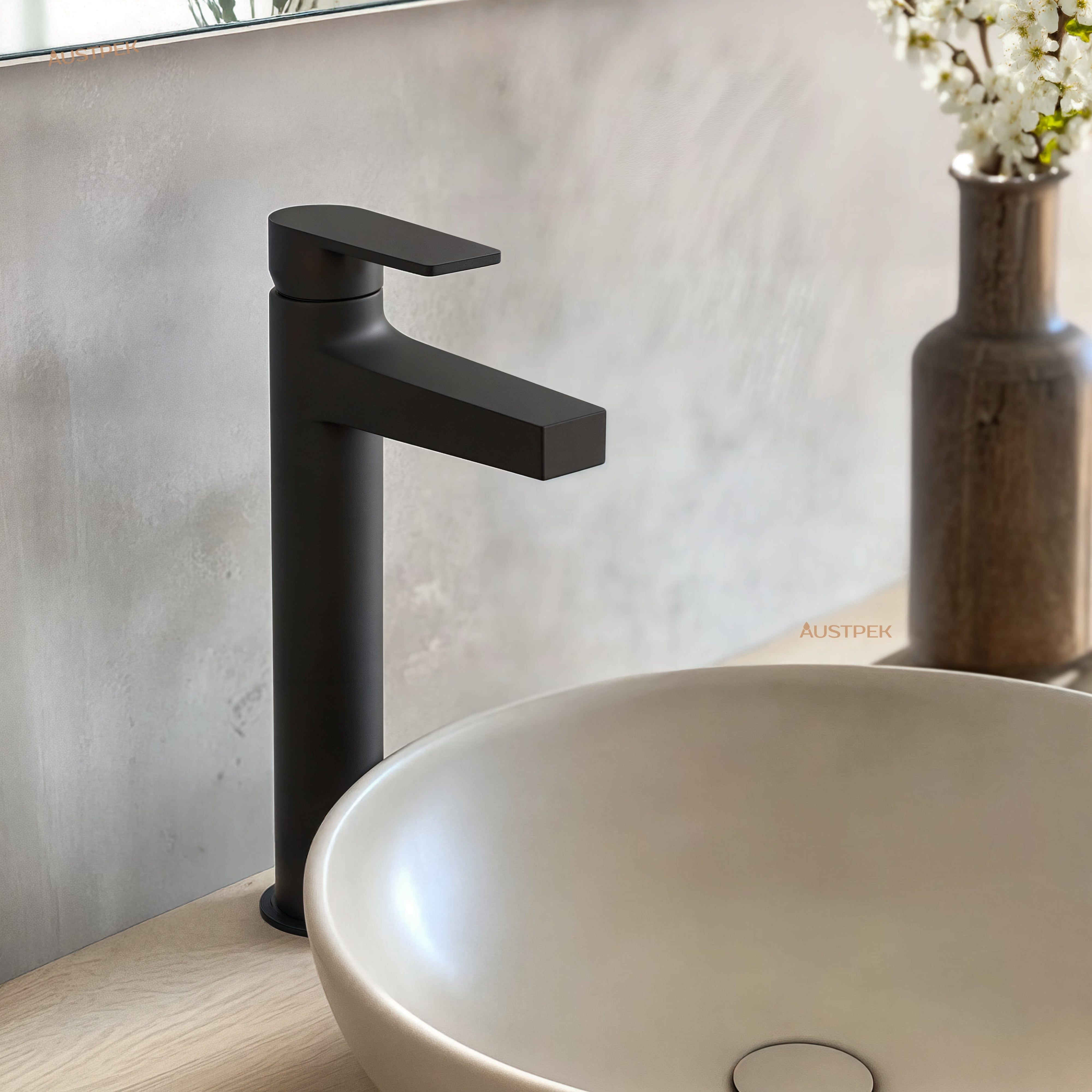 KOHLER TAUT TALL BASIN MIXER POLISHED 270MM MATTE BLACK