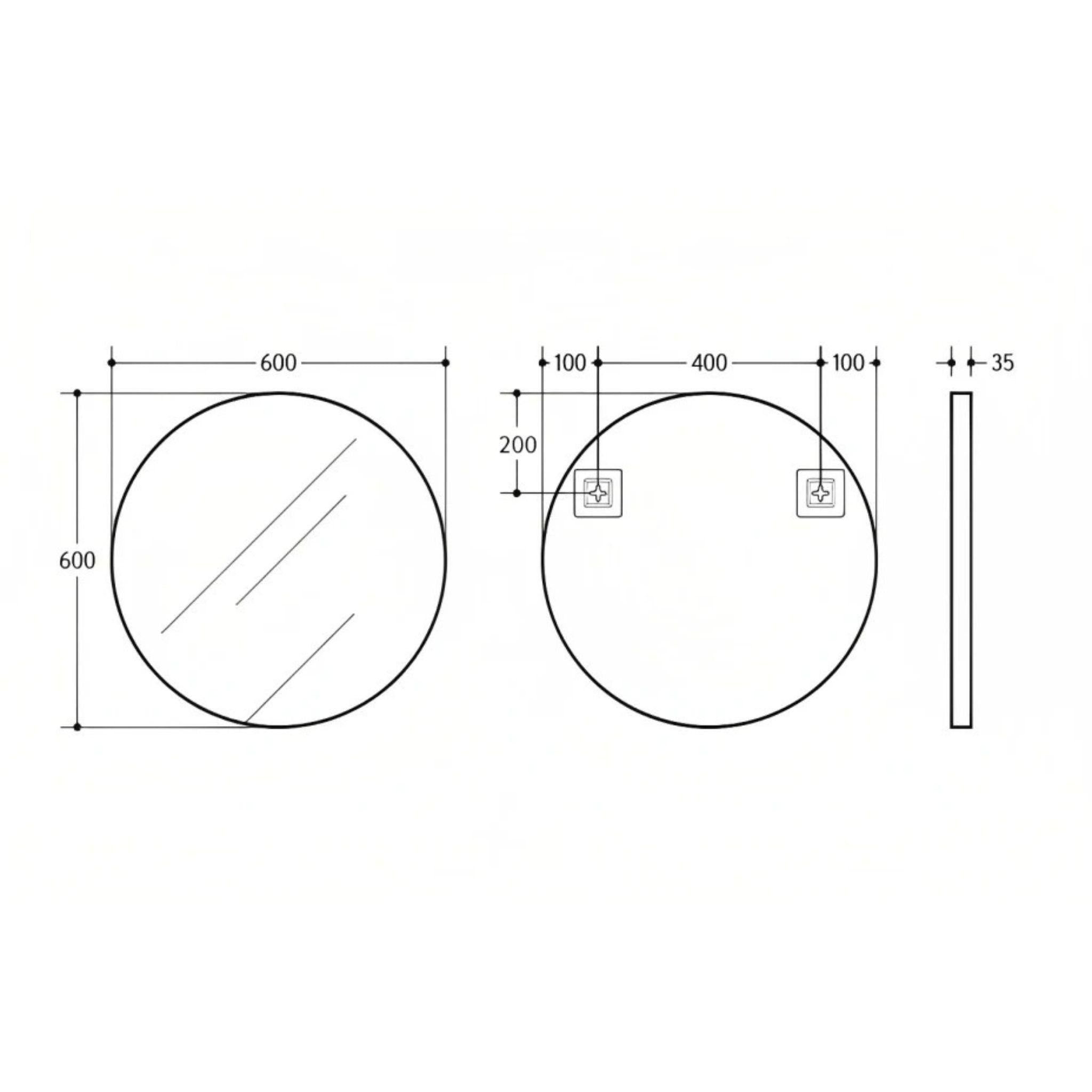 POSEIDON OLIVIA ROUND BLACK FRAMED MIRROR 600X600MM
