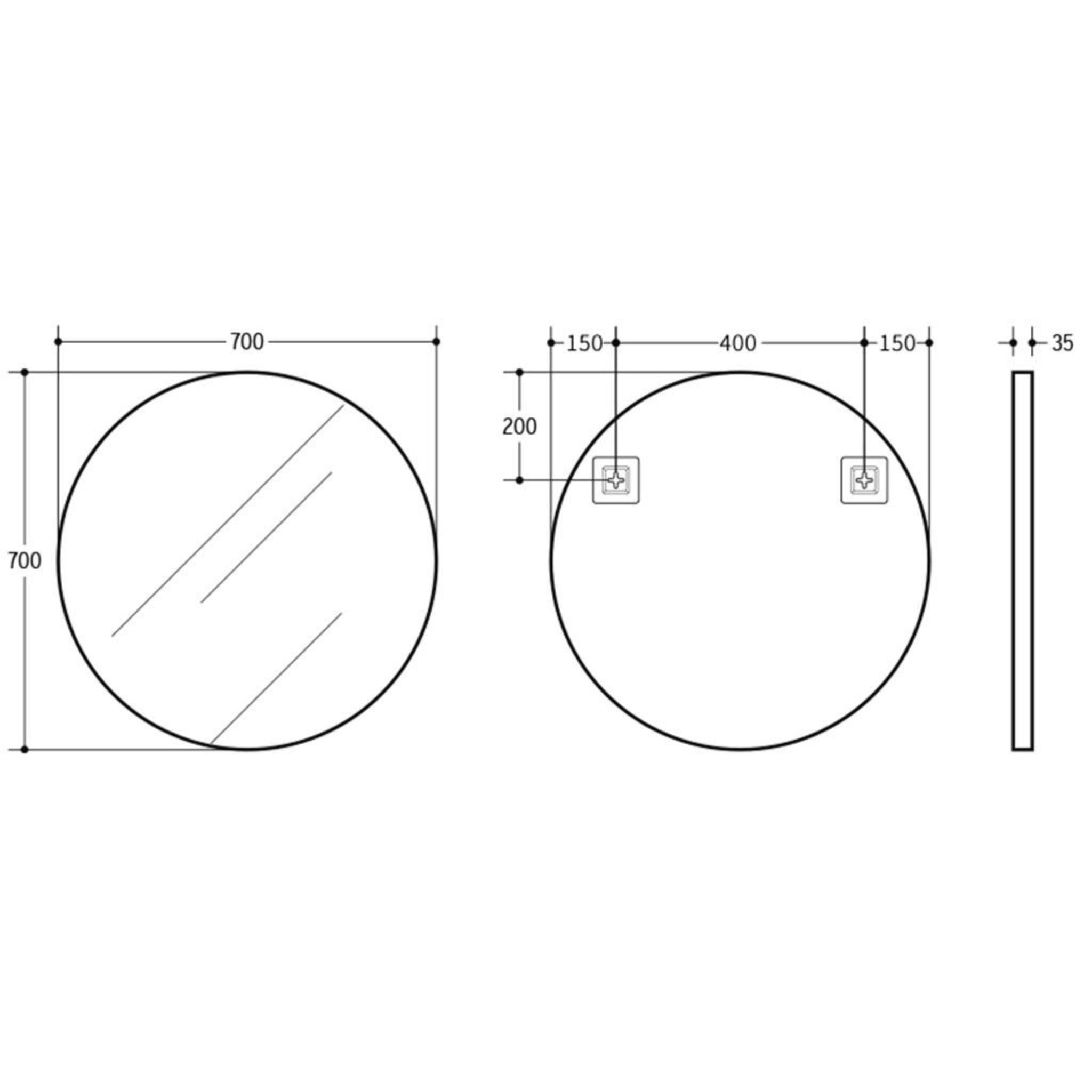 POSEIDON OLIVIA ROUND YELLOW GOLD FRAMED MIRROR 700X700MM