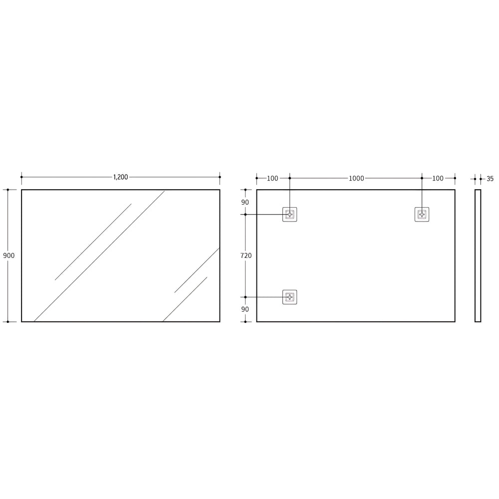 POSEIDON QUBIST RECTANGULAR MATTE BLACK FRAMED MIRROR 1200X900MM