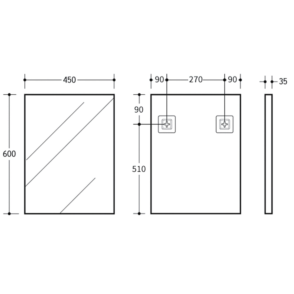 POSEIDON QUBIST RECTANGULAR MATTE BLACK FRAMED MIRROR 450X600MM