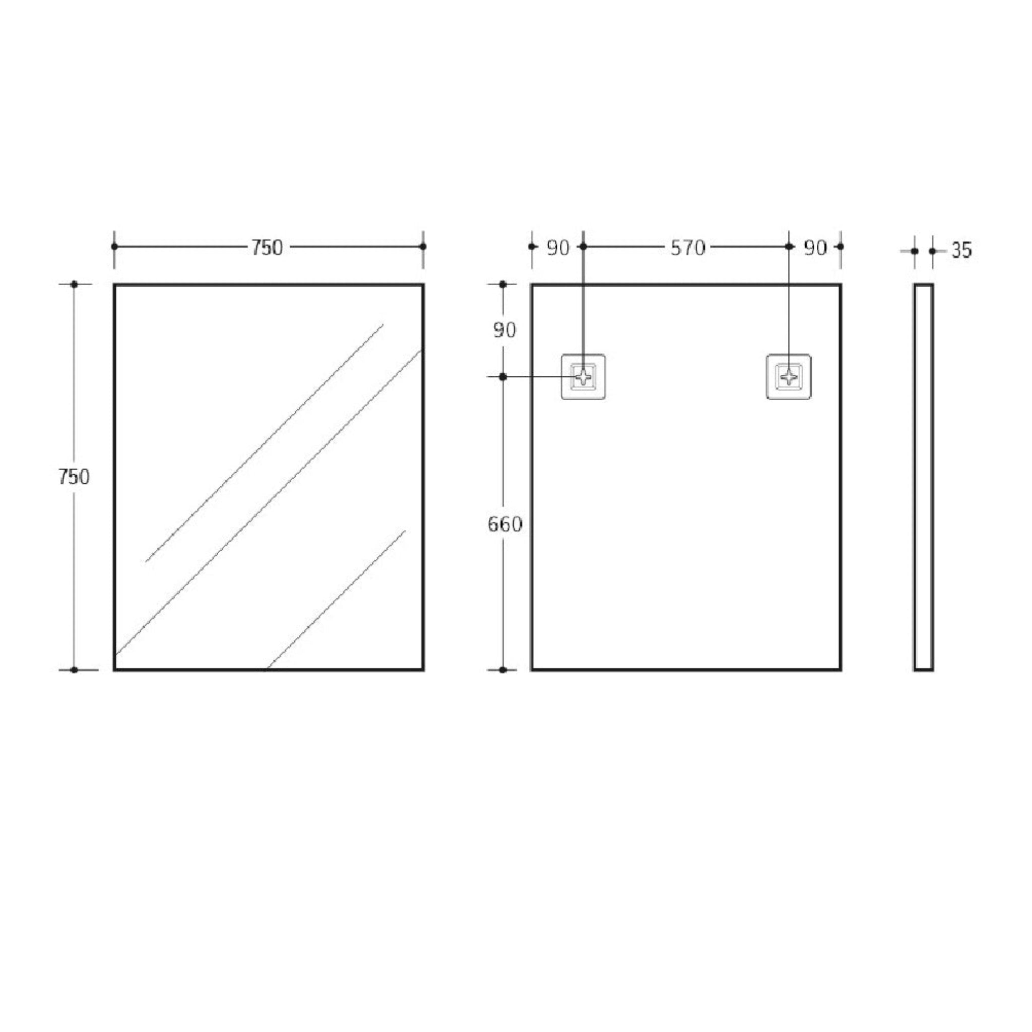POSEIDON QUBIST SQUARE MATTE BLACK FRAMED MIRROR 750MM