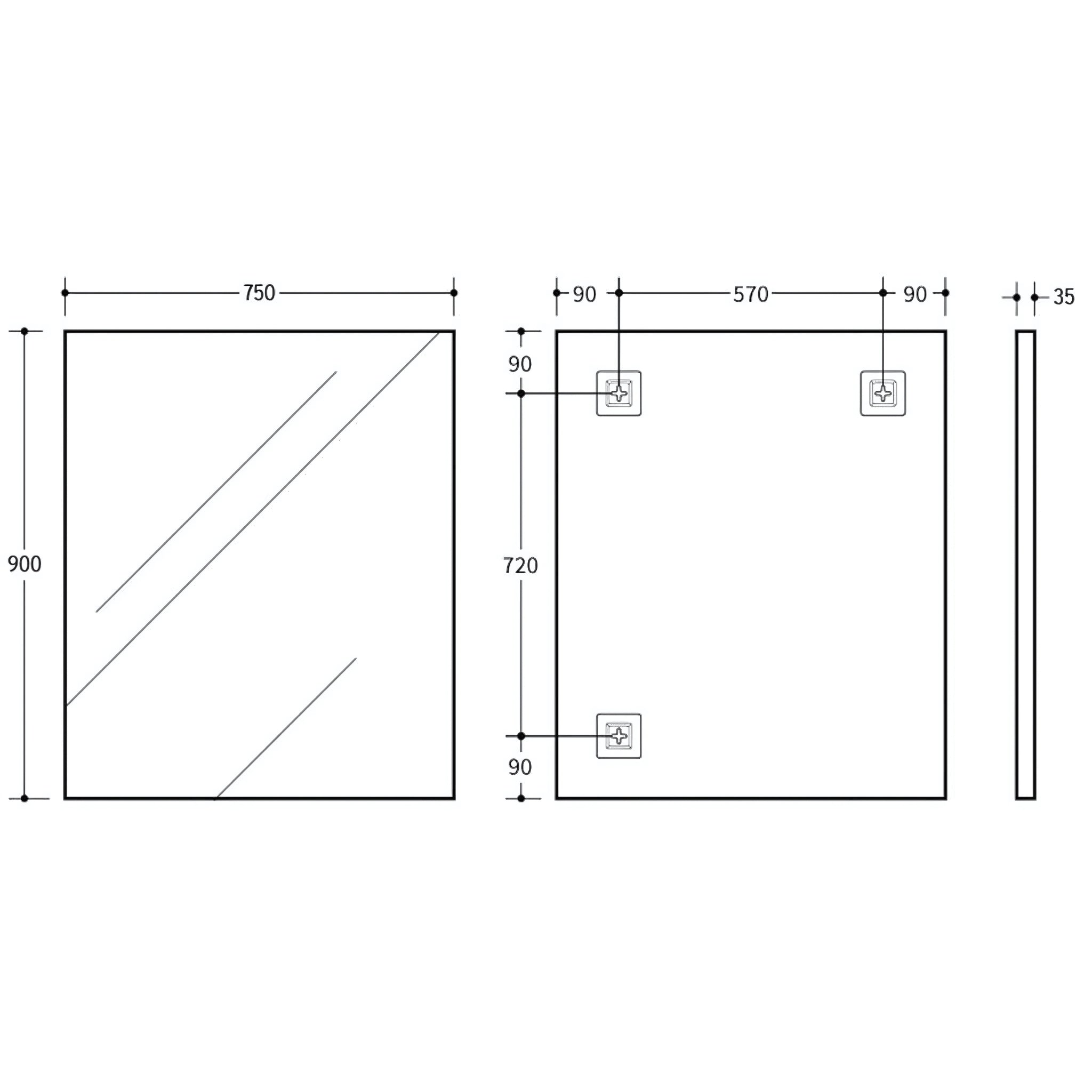 POSEIDON QUBIST RECTANGULAR MATTE BLACK FRAMED MIRROR 750X900MM