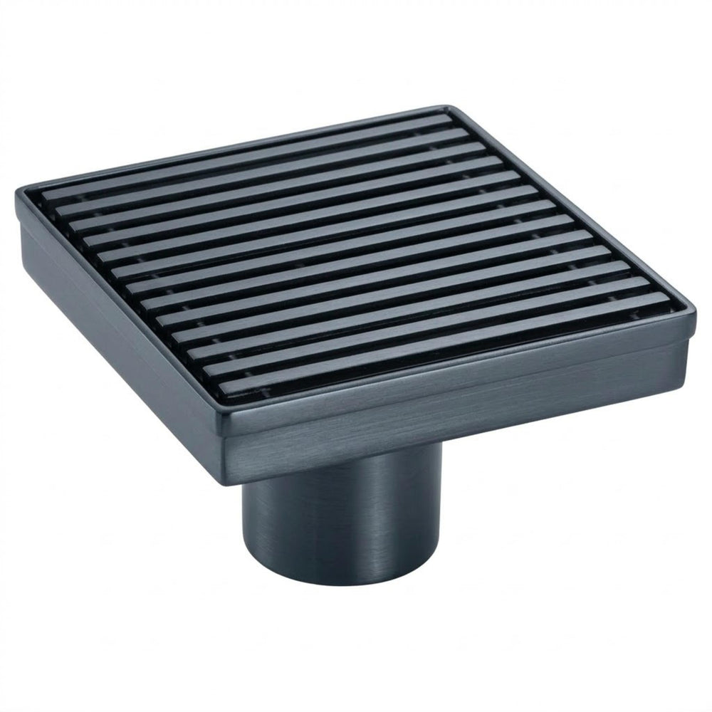 VITO SQUARE GRATE PATTERN FLOOR DRAIN GUN METAL 115MM