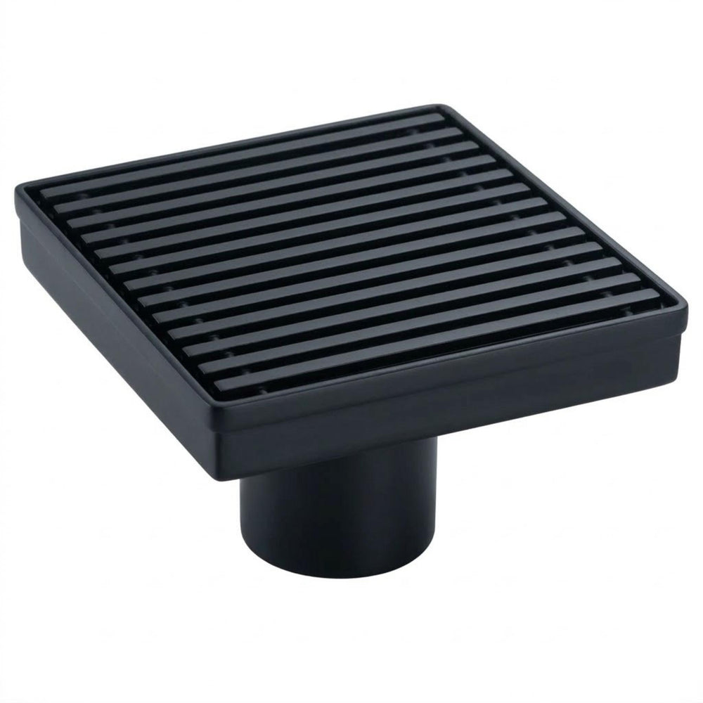 VITO SQUARE GRATE PATTERN FLOOR DRAIN MATTE BLACK 115MM
