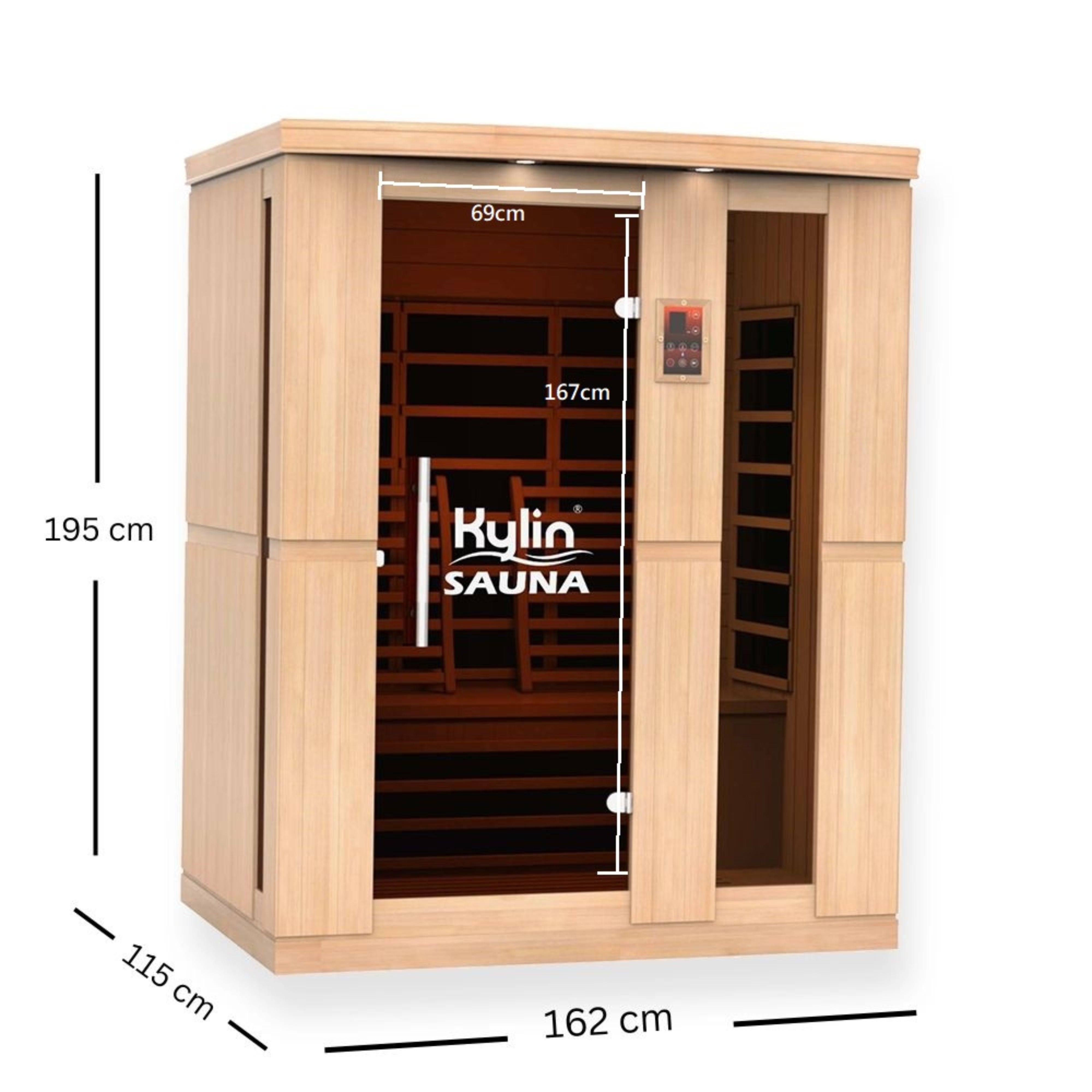 KYLIN SUPERIOR CARBON 3 PERSON FAR INFRARED SAUNA ROOM