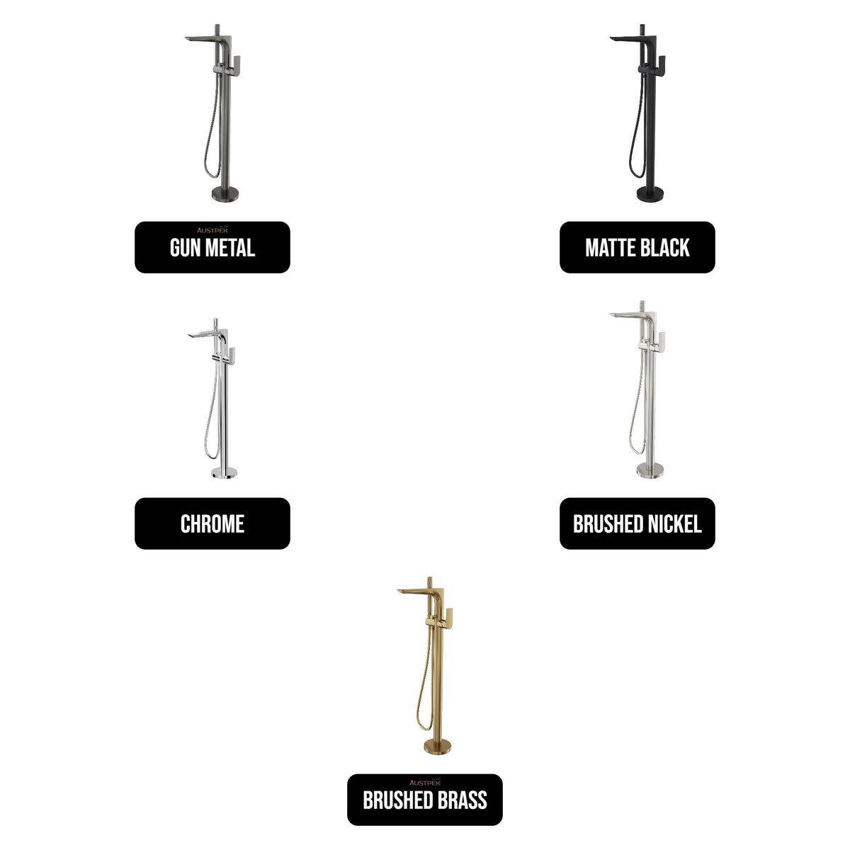 LINSOL KYAH FREESTANDING BATH FILLER WITH HAND SHOWER 914MM BRUSHED BRASS