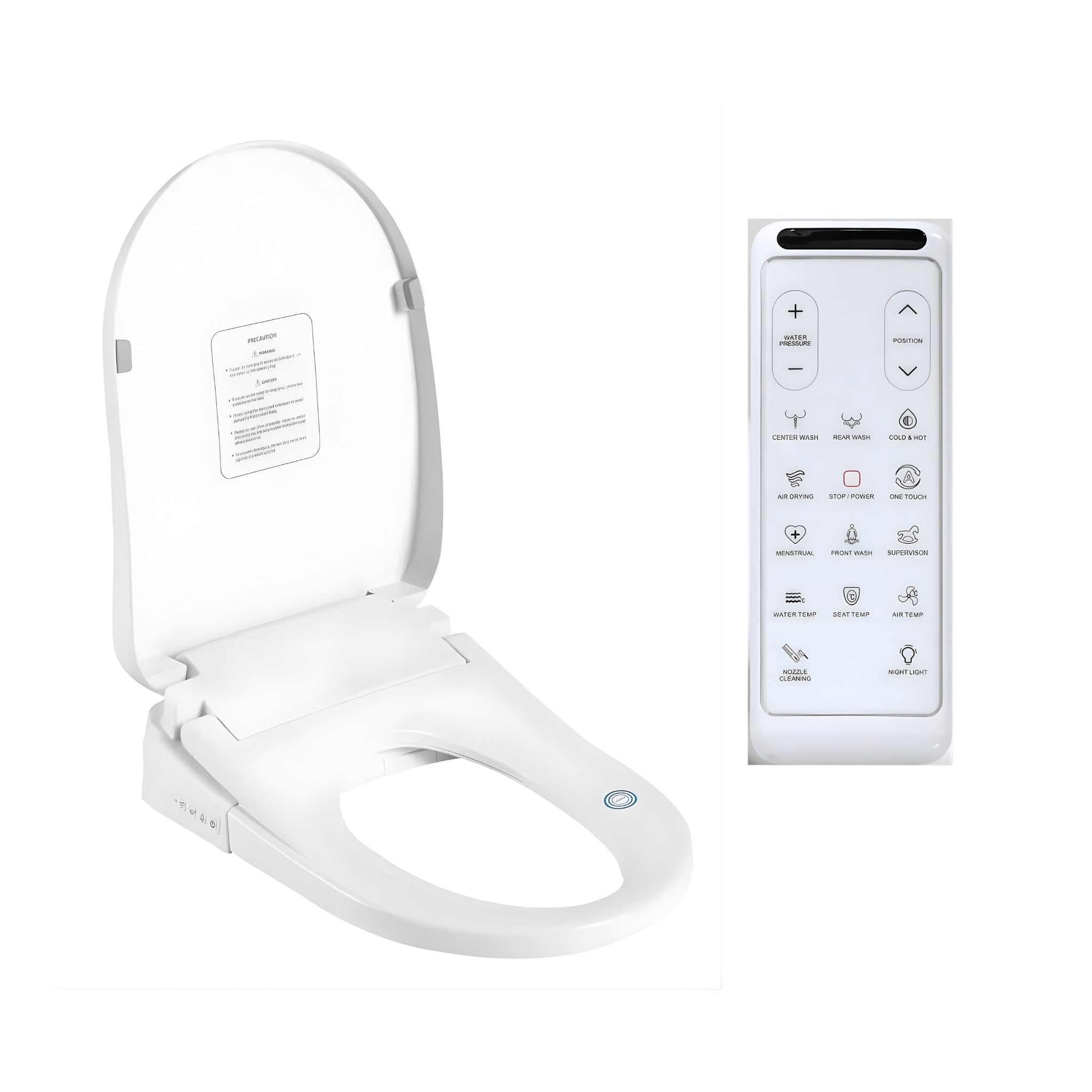 ZUMI KARE SMART BIDET SEAT WITH REMOTE CONTROL WHITE D-SHAPE