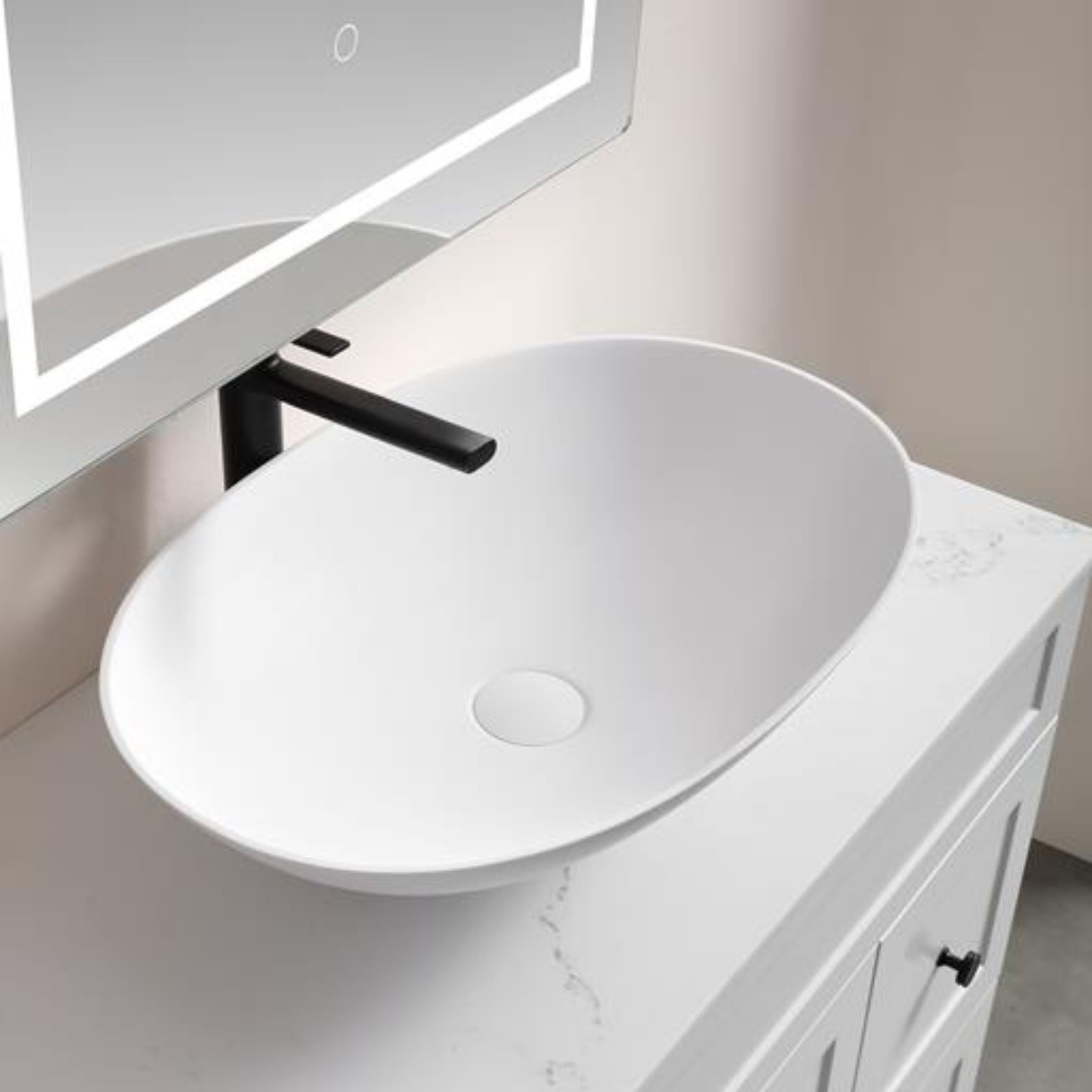 CETO KIRKBY OVAL SHAPE ABOVE COUNTER BASIN MATTE WHITE 580MM