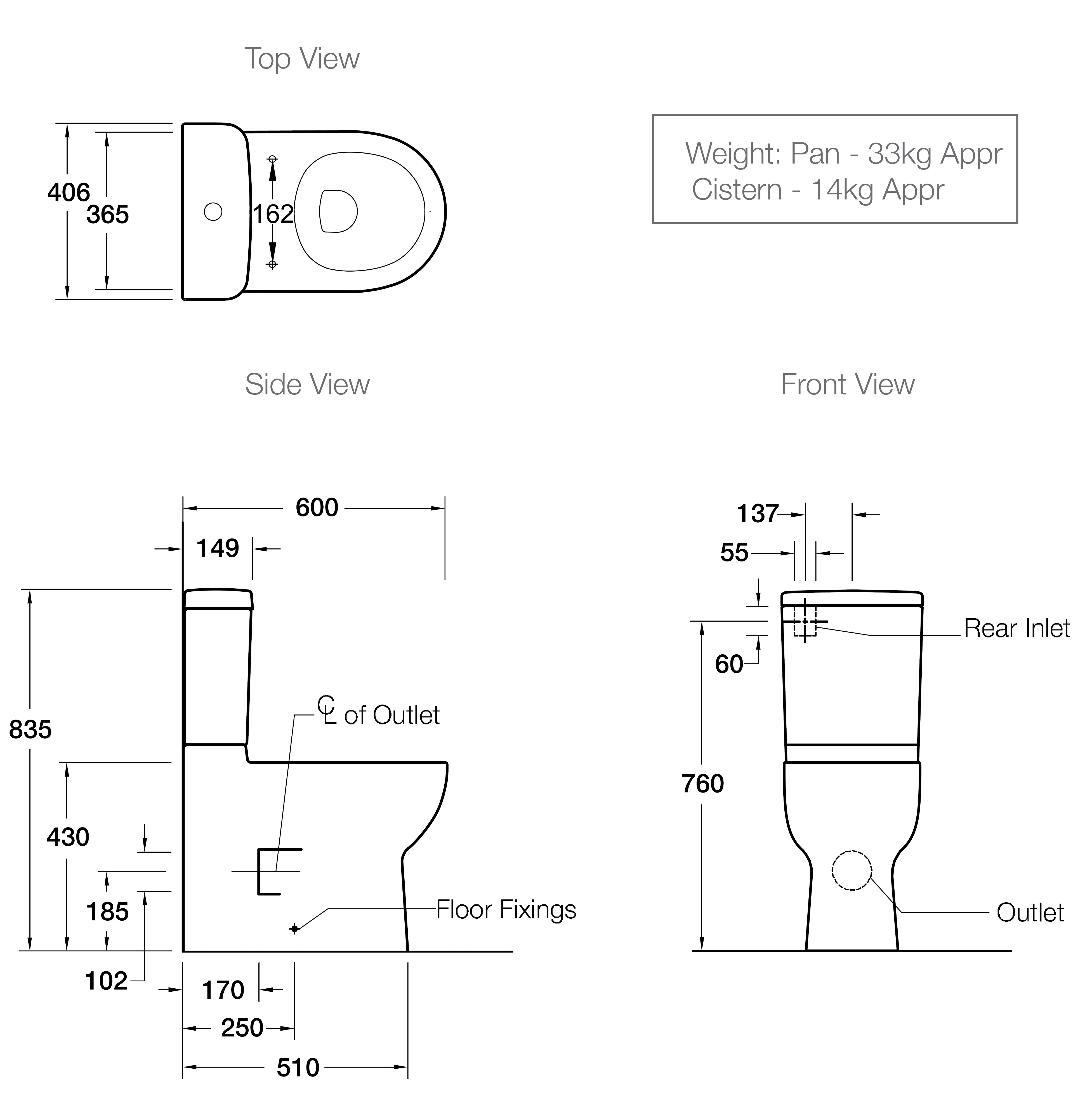 KOHLER REACH COMPACT BACK TO WALL REAR ENTRY TOILET SUITE GLOSS WHITE