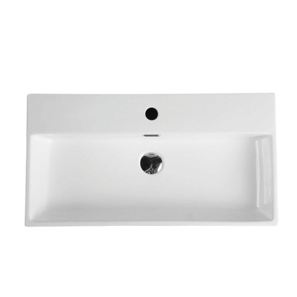 MERCIO KUBE RECTANGULAR WALL HUNG SLIM BASIN GLOSS WHITE 720MM