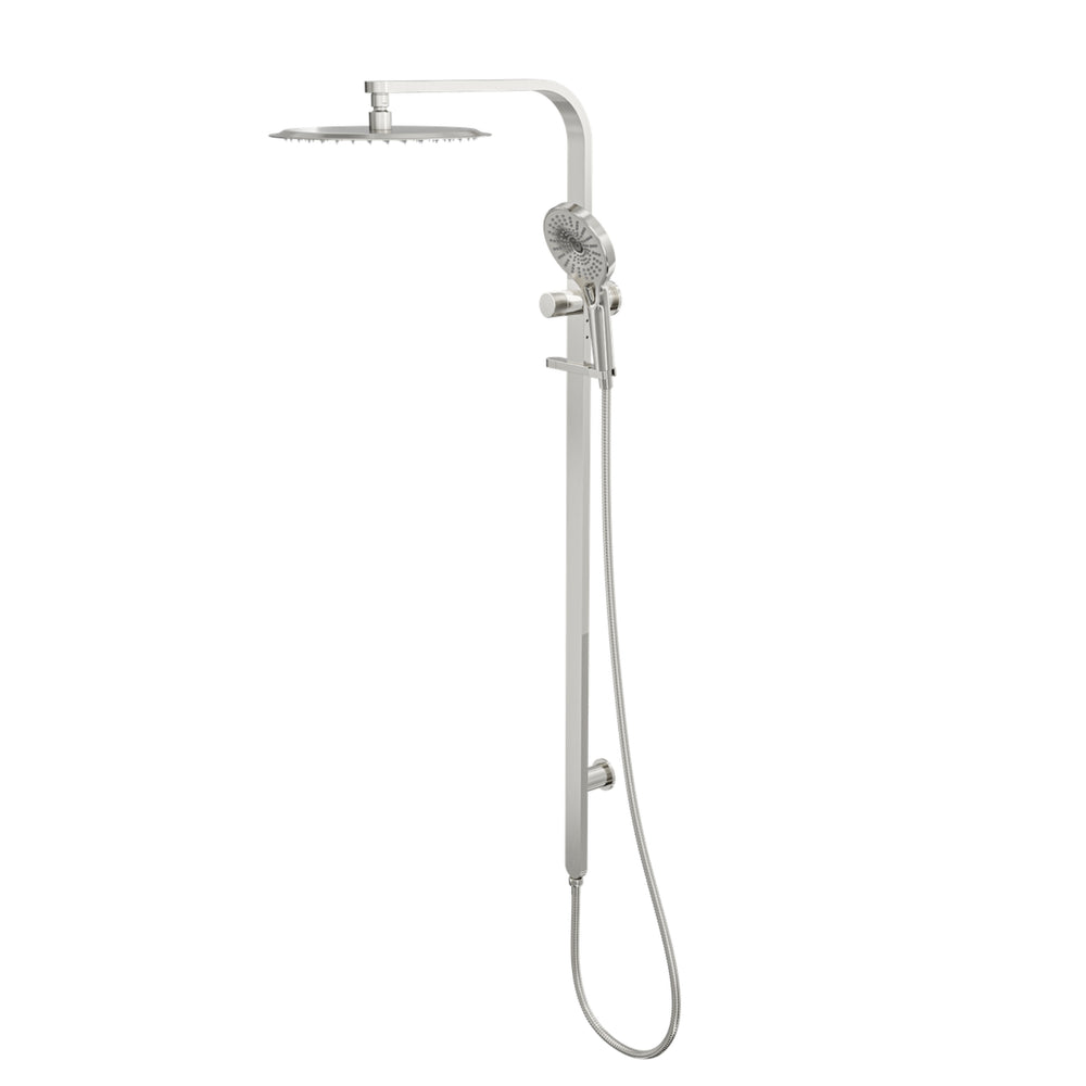 LINSOL OCEANJET ROUND HEAD TWIN SHOWER 1271MM BRUSHED NICKEL
