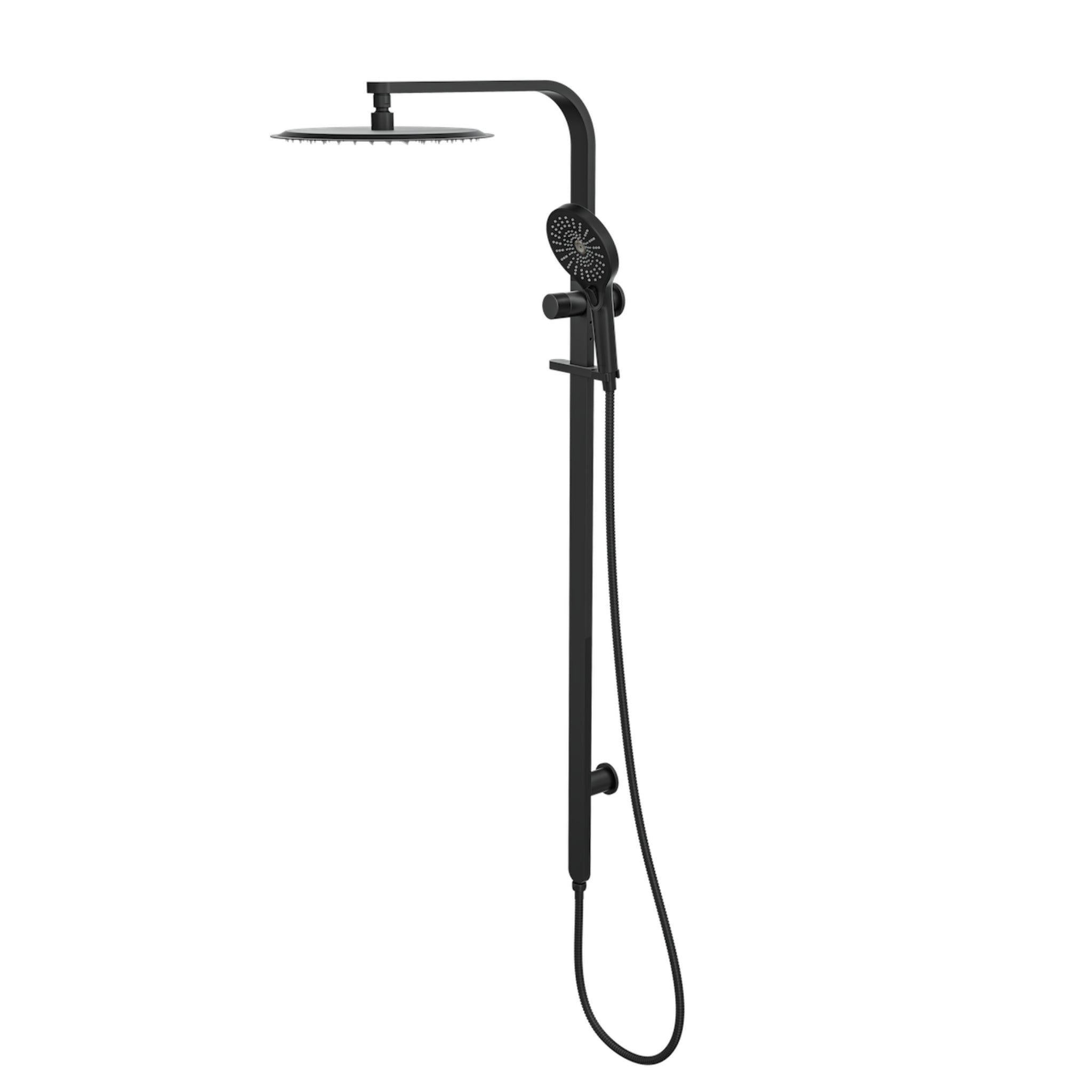 LINSOL OCEANJET ROUND HEAD TWIN SHOWER 1271MM MATTE BLACK
