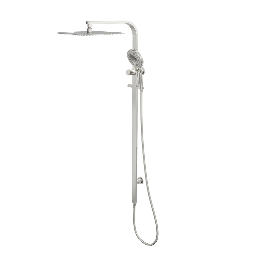 LINSOL OCEANJET SQUARE HEAD TWIN SHOWER 1271MM BRUSHED NICKEL