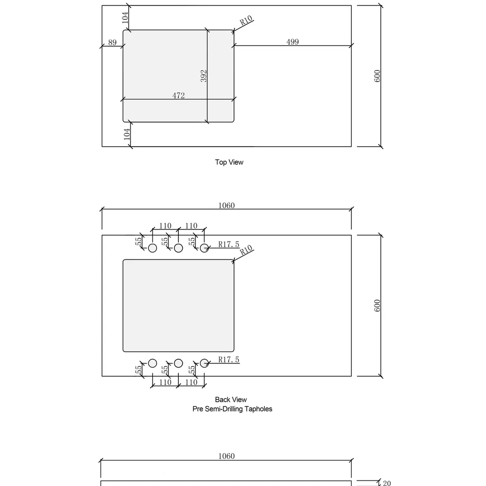 OTTI NOOSA MATTE WHITE 1715MM LAUNDRY AND WALL CABINET WITH STONE TOP & SINK (PACKAGE-C)
