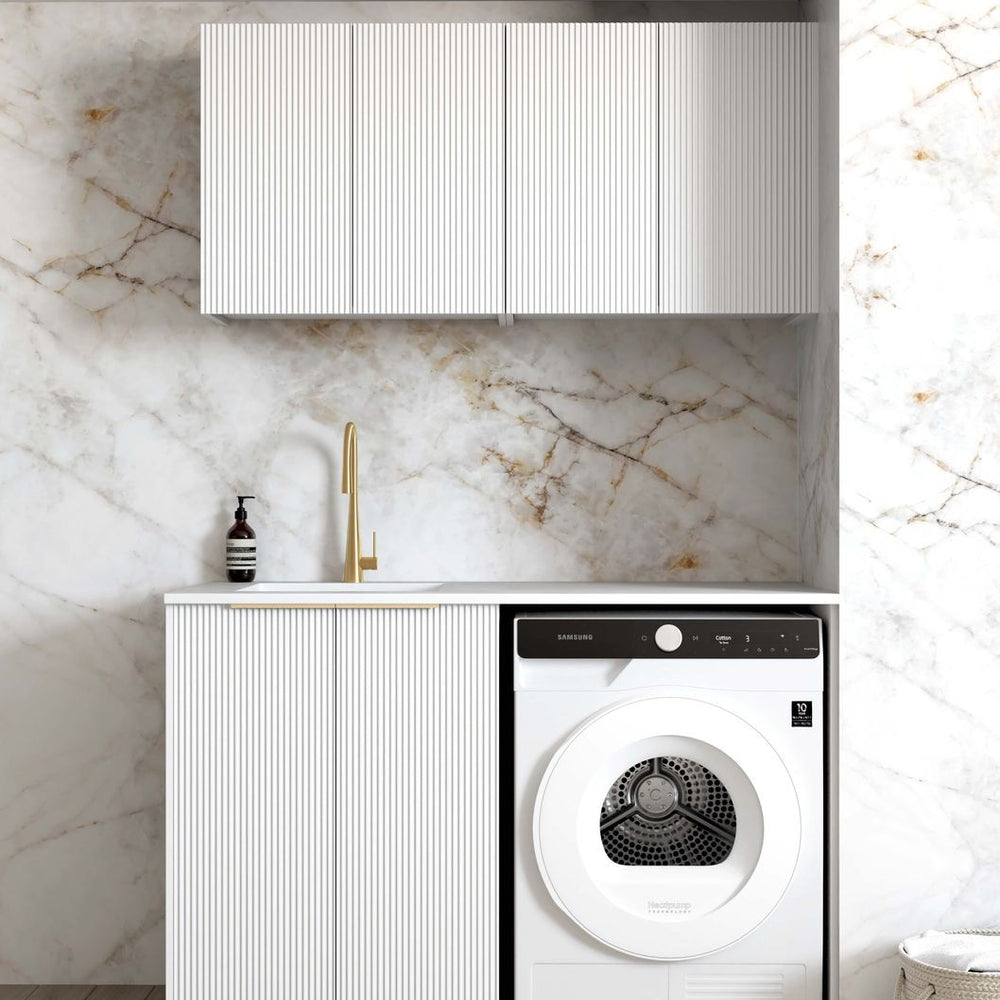 OTTI BONDI MATTE WHITE 1300MM LAUNDRY AND WALL CABINET WITH STONE TOP & SINK (PACKAGE-B)