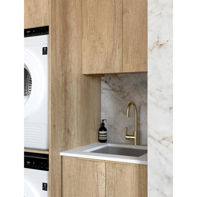 OTTI BYRON NATURAL OAK 1300MM LAUNDRY AND WALL CABINET WITH STONE TOP & SINK (PACKAGE-C)