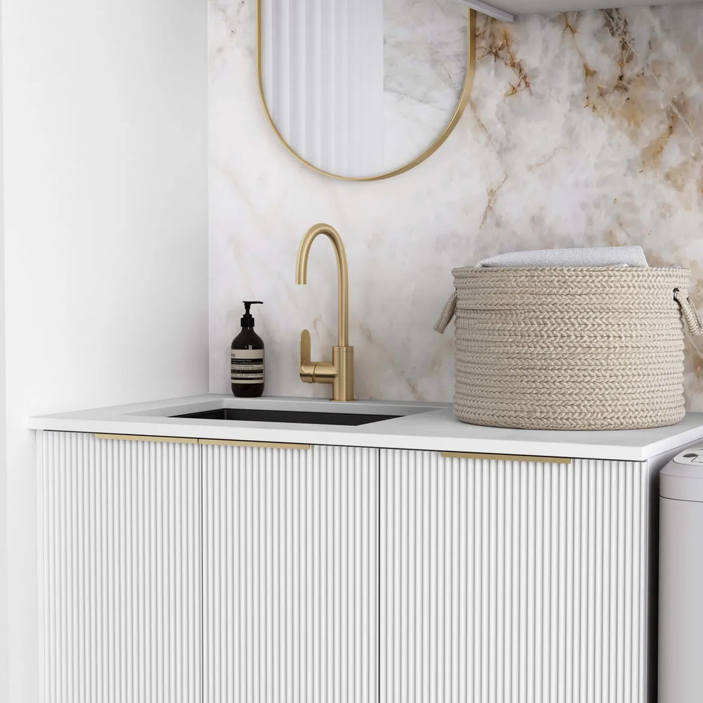 OTTI BONDI MATTE WHITE 1715MM LAUNDRY AND WALL CABINET WITH STONE TOP & SINK (PACKAGE-A)