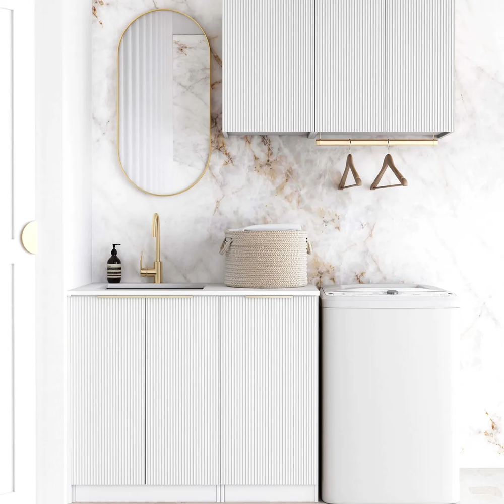 OTTI BONDI MATTE WHITE 1715MM LAUNDRY AND WALL CABINET WITH STONE TOP & SINK (PACKAGE-A)