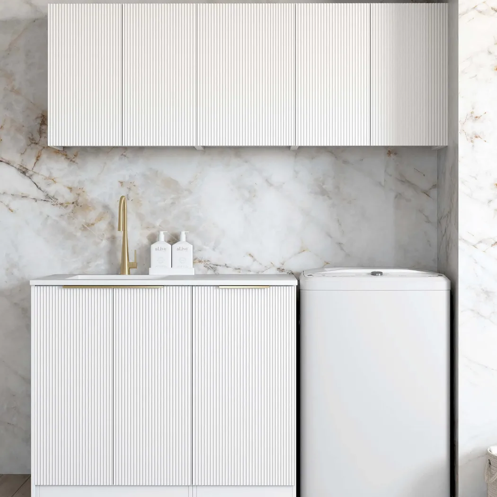 OTTI BONDI MATTE WHITE 1715MM LAUNDRY AND WALL CABINET WITH STONE TOP & SINK (PACKAGE-B)