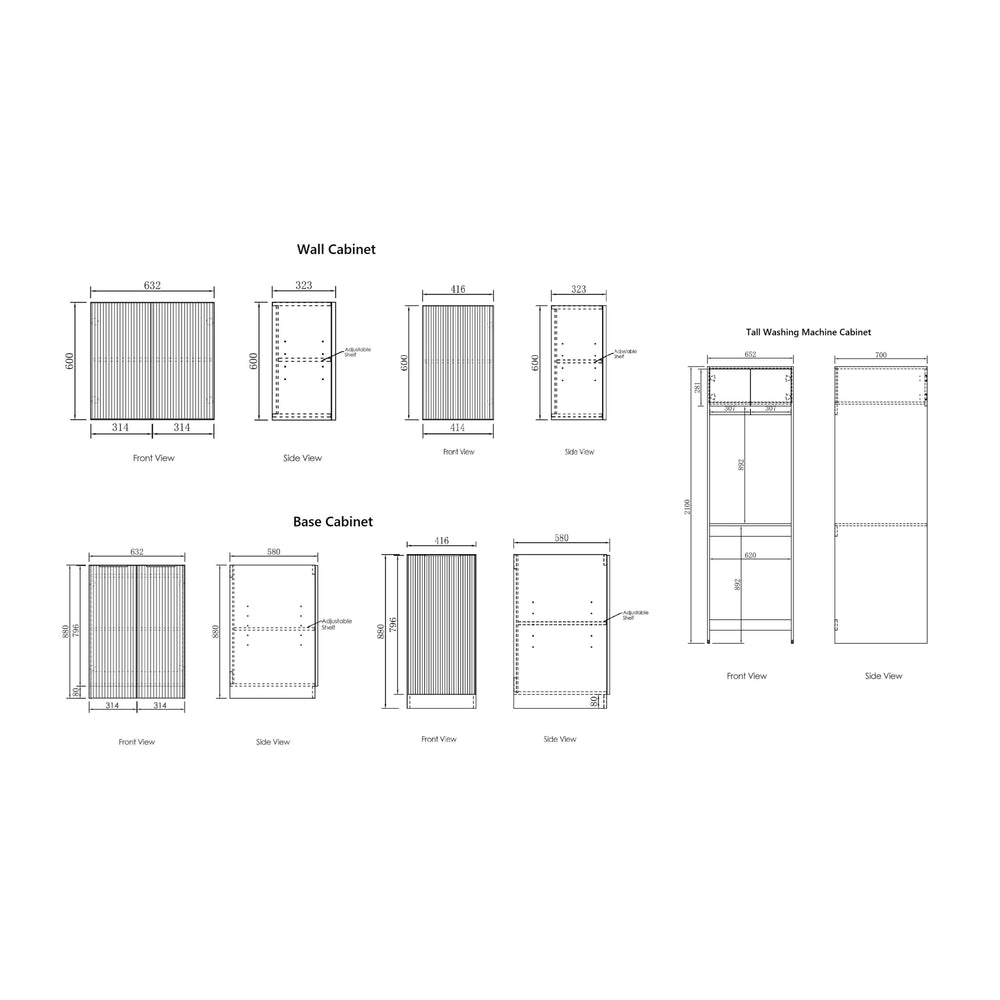 OTTI HAVANA WOODLAND OAK FLUTED 1715MM LAUNDRY AND WALL CABINET WITH STONE TOP & SINK (PACKAGE-C)