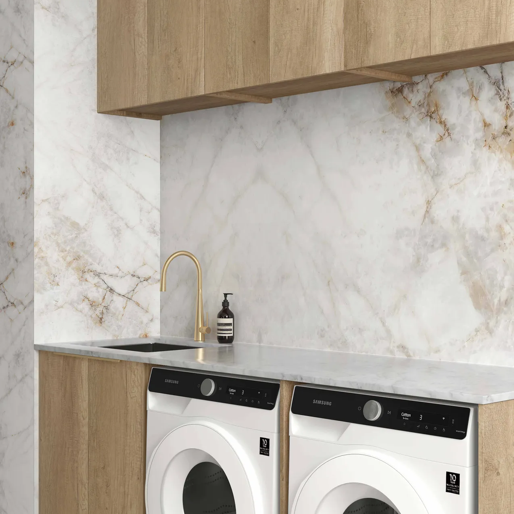 OTTI BYRON NATURAL OAK 1960MM LAUNDRY AND WALL CABINET WITH STONE TOP & SINK (PACKAGE-A)