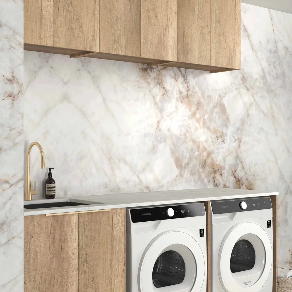 OTTI BYRON NATURAL OAK 1960MM LAUNDRY AND WALL CABINET WITH STONE TOP & SINK (PACKAGE-A)