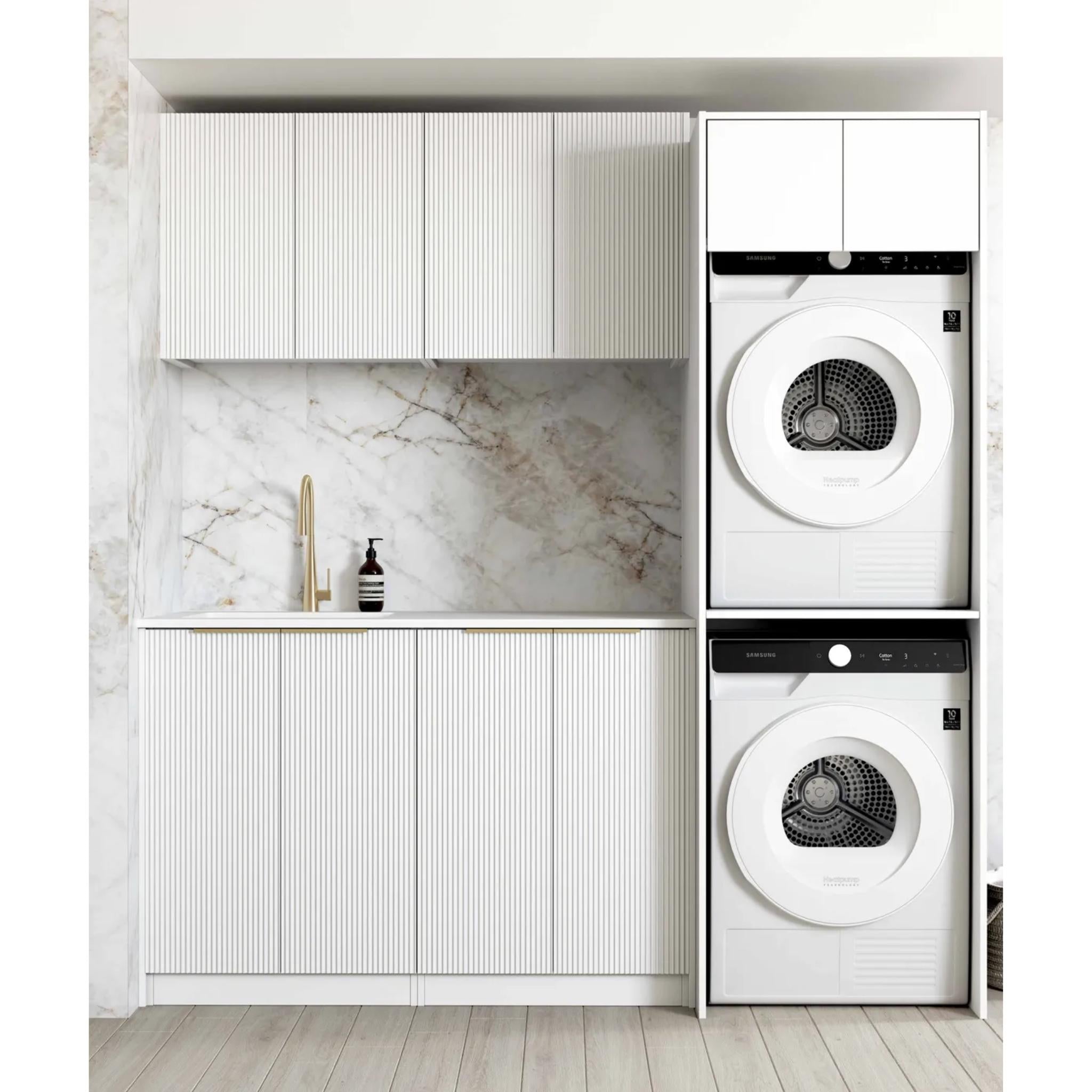 OTTI BONDI MATTE WHITE 1960MM LAUNDRY AND WALL CABINET WITH STONE TOP & SINK (PACKAGE-C)