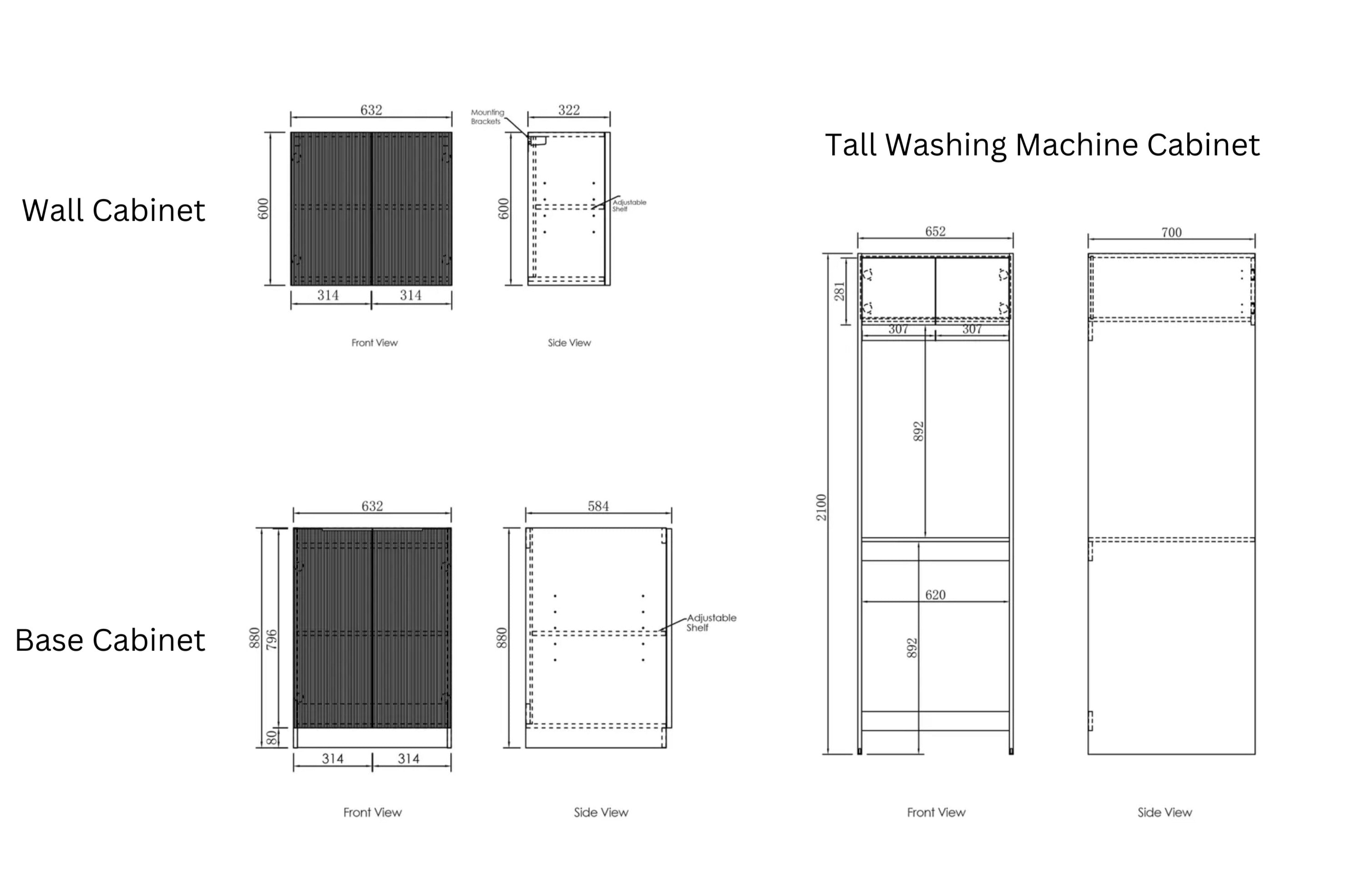 OTTI NOOSA MATTE WHITE 1960MM LAUNDRY AND WALL CABINET WITH STONE TOP & SINK (PACKAGE-C)