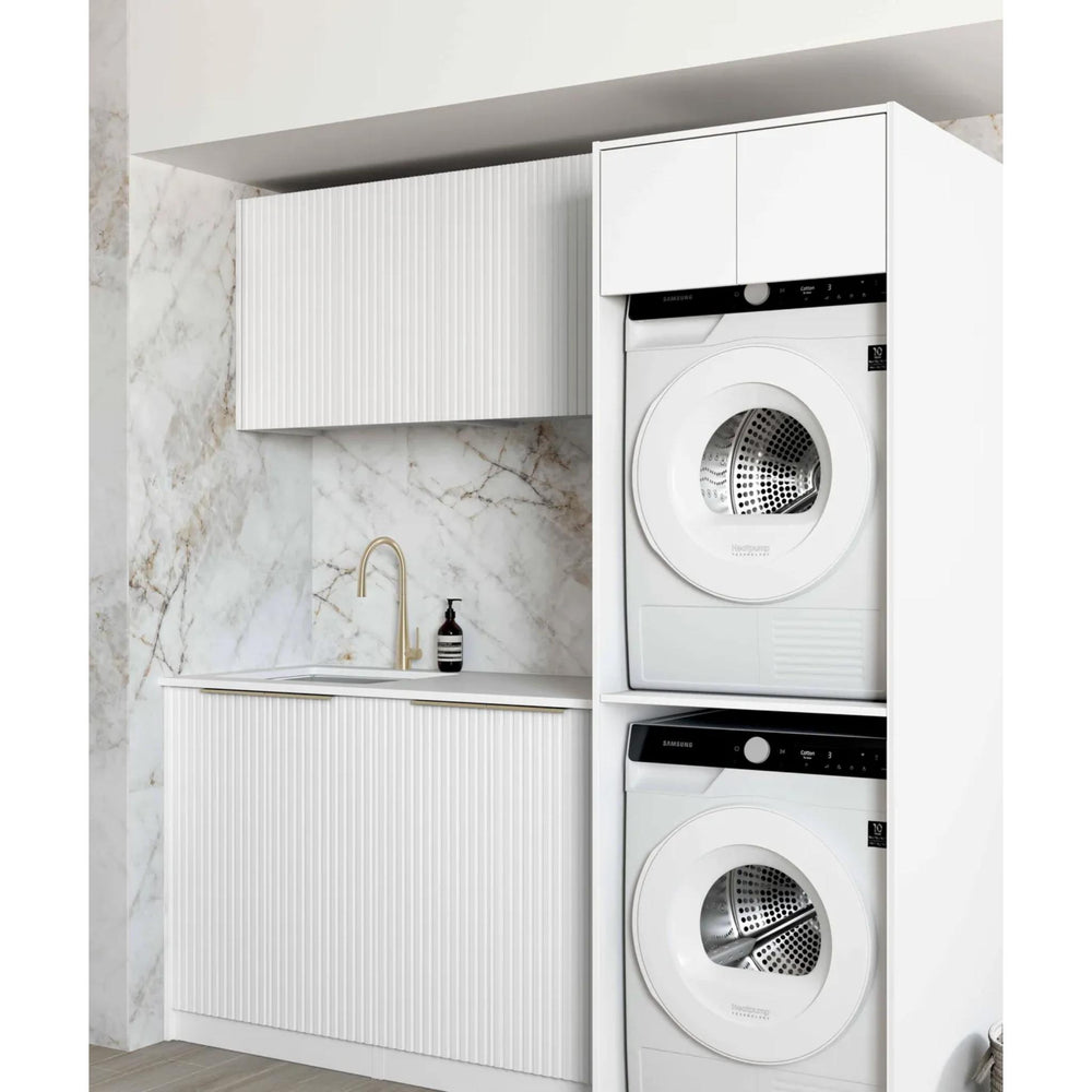 OTTI NOOSA MATTE WHITE 1960MM LAUNDRY AND WALL CABINET WITH STONE TOP & SINK (PACKAGE-C)