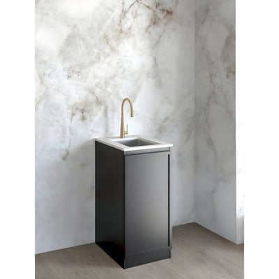 OTTI HAMPSHIRE MATTE BLACK 430MM MINI LAUNDRY CABINET WITH STONE TOP & SINK