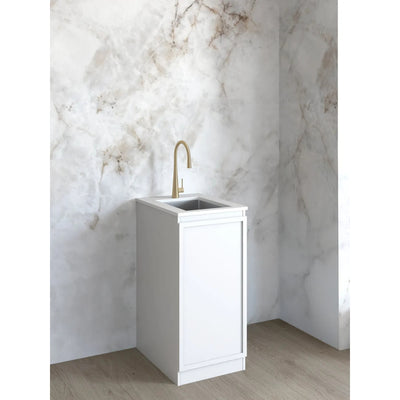 OTTI HAMPSHIRE MATTE WHITE 430MM MINI LAUNDRY CABINET WITH STONE TOP & SINK